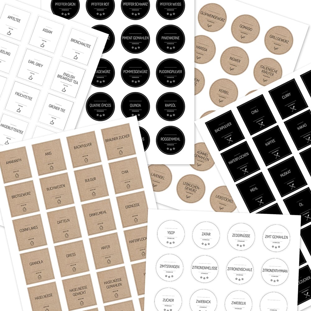 Aufkleber für die Küche & Gewürzetiketten