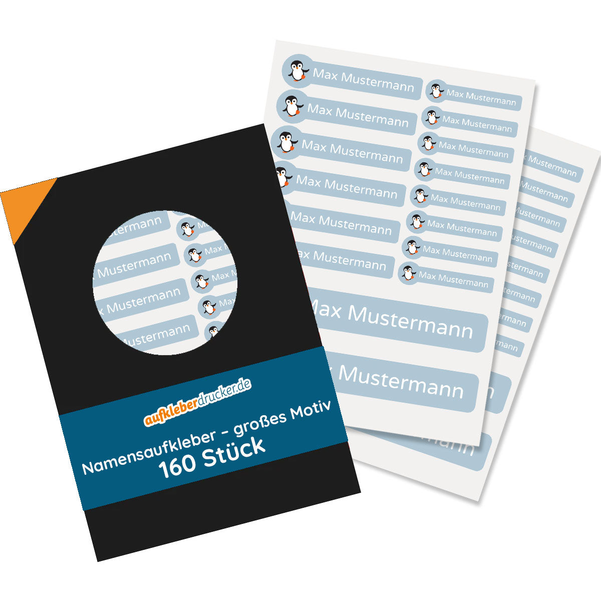 Kinder-Namensaufkleber mit großem Motiv, 160 Stück im Set, bunte Aufkleber für Kinder von aufkleberdrucker.de