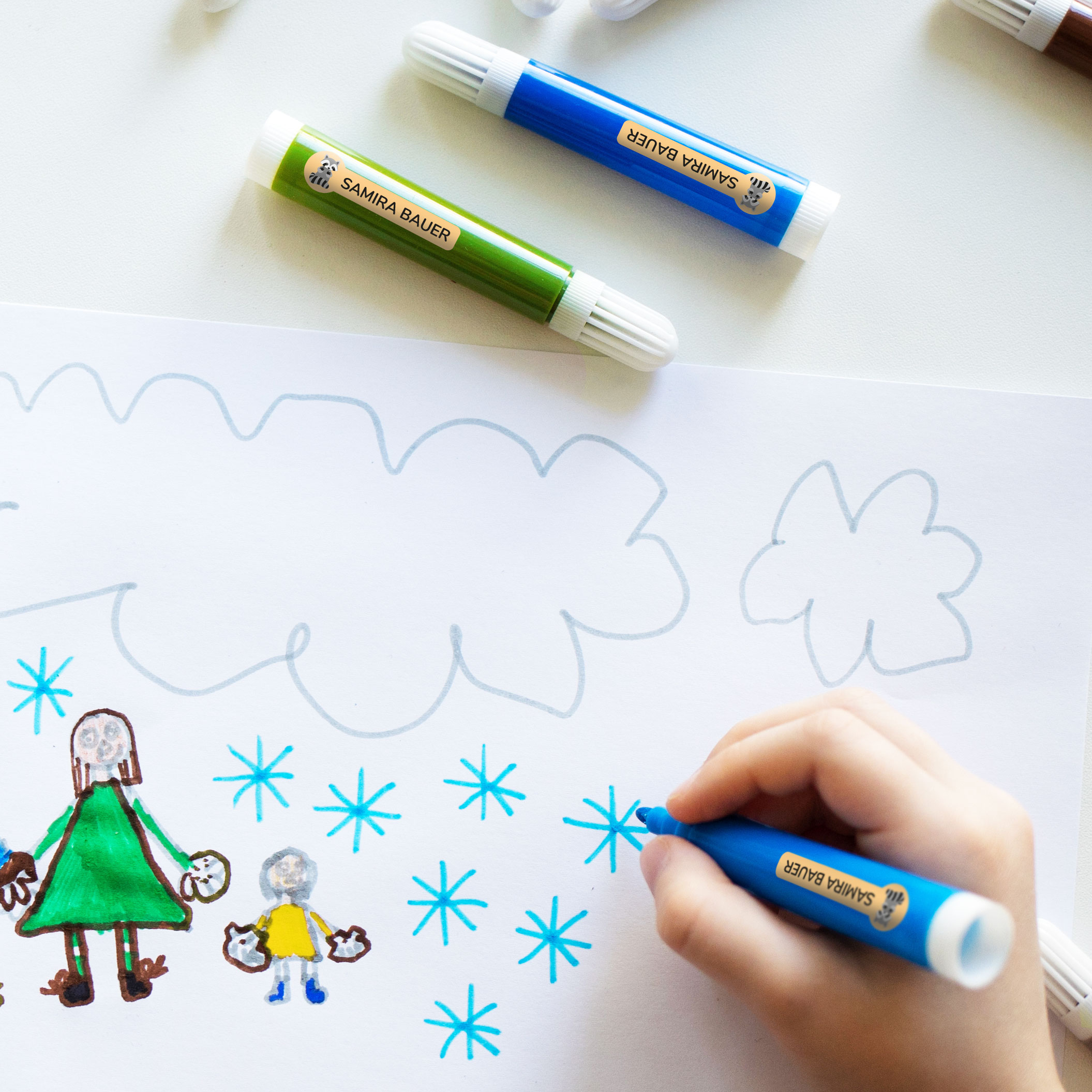 Kinder-Namensaufkleber mit großem Motiv, 160 Stück, runde Aufkleber für Kinder, von aufkleberdrucker.de