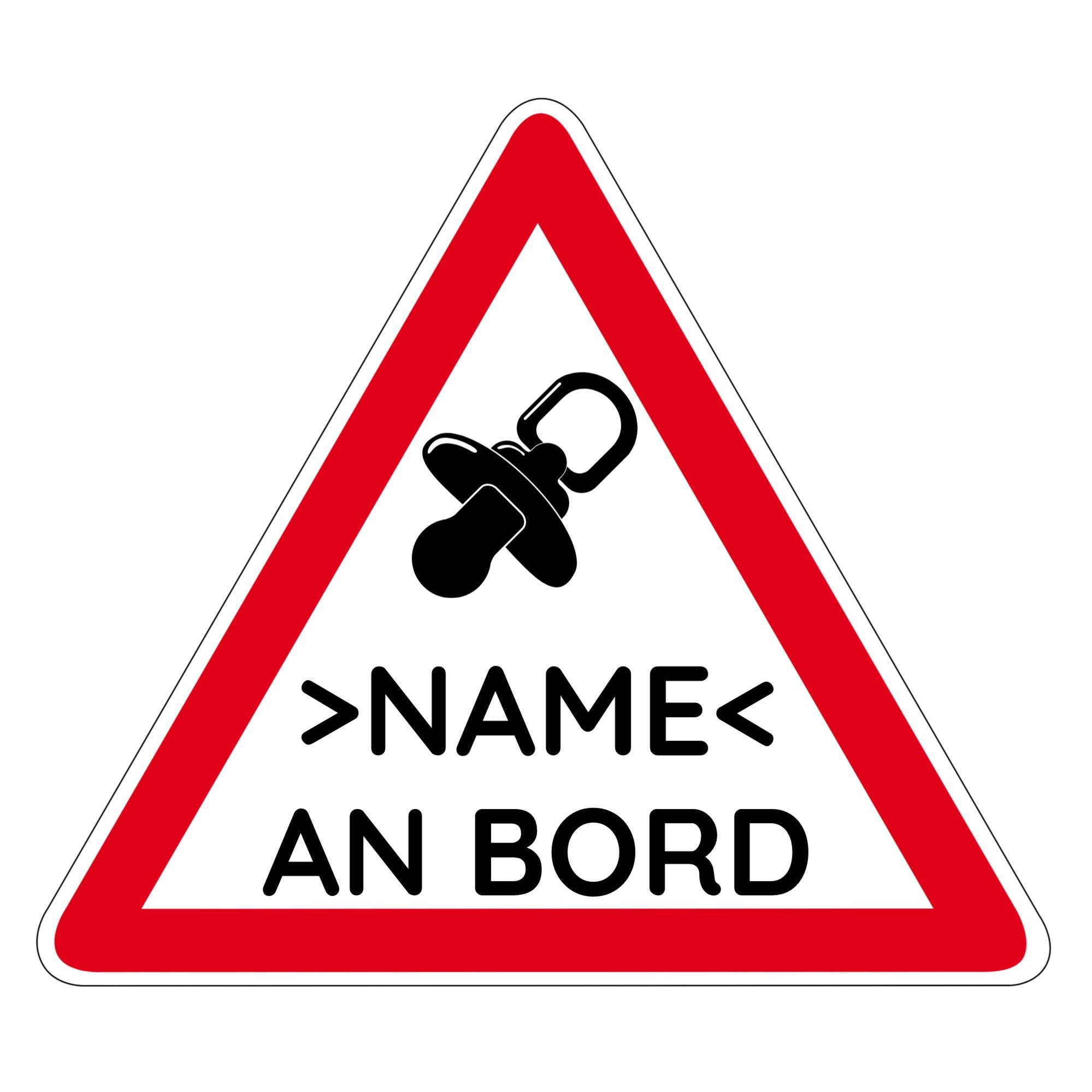 Personalisierbarer Autoaufkleber Baby an Bord, 4 Stück in verschiedenen Größen, mit niedlichem Baby-Motiv, für Autos.