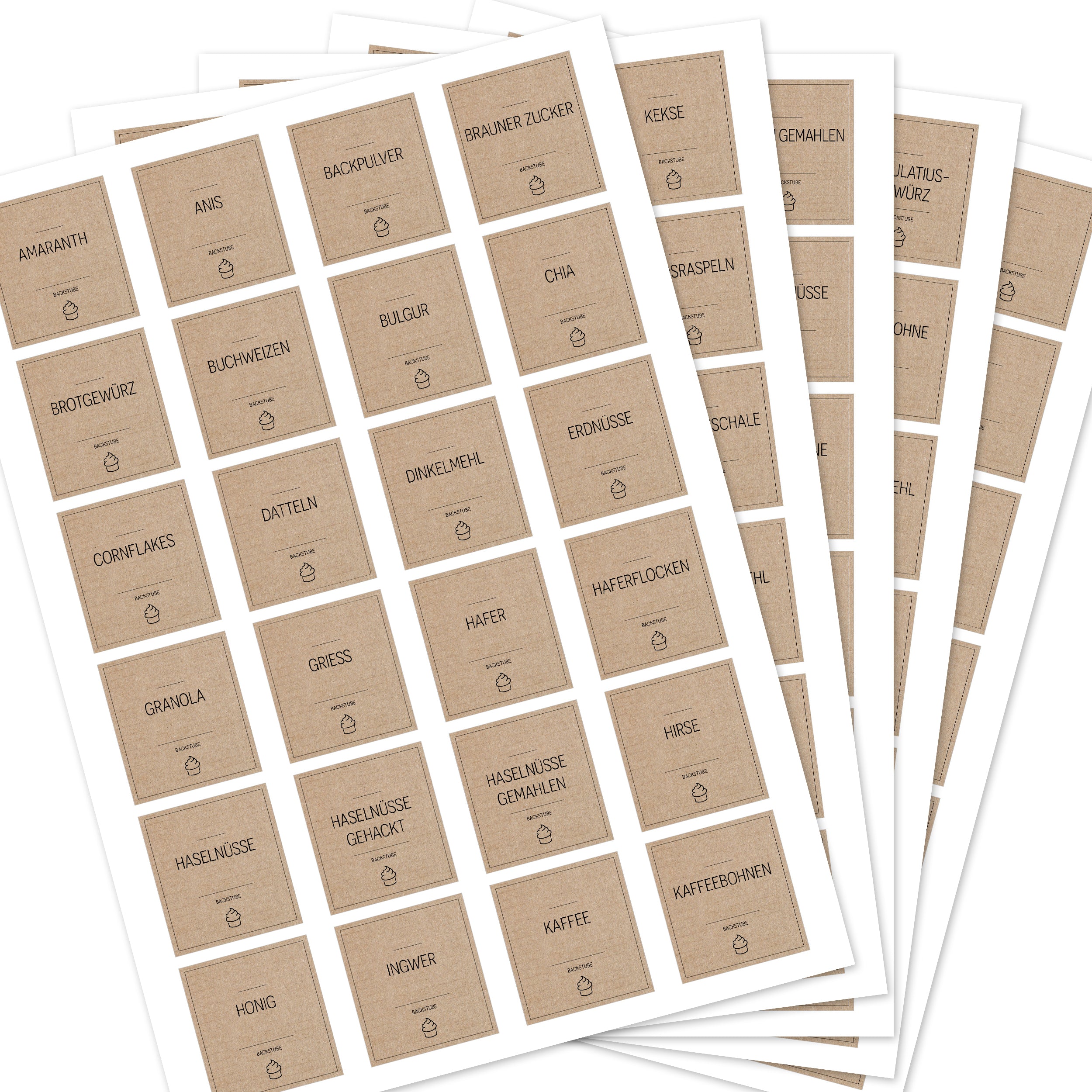 Back-Etiketten – Aufkleber für Backzutaten (Set mit 120 Aufklebern)