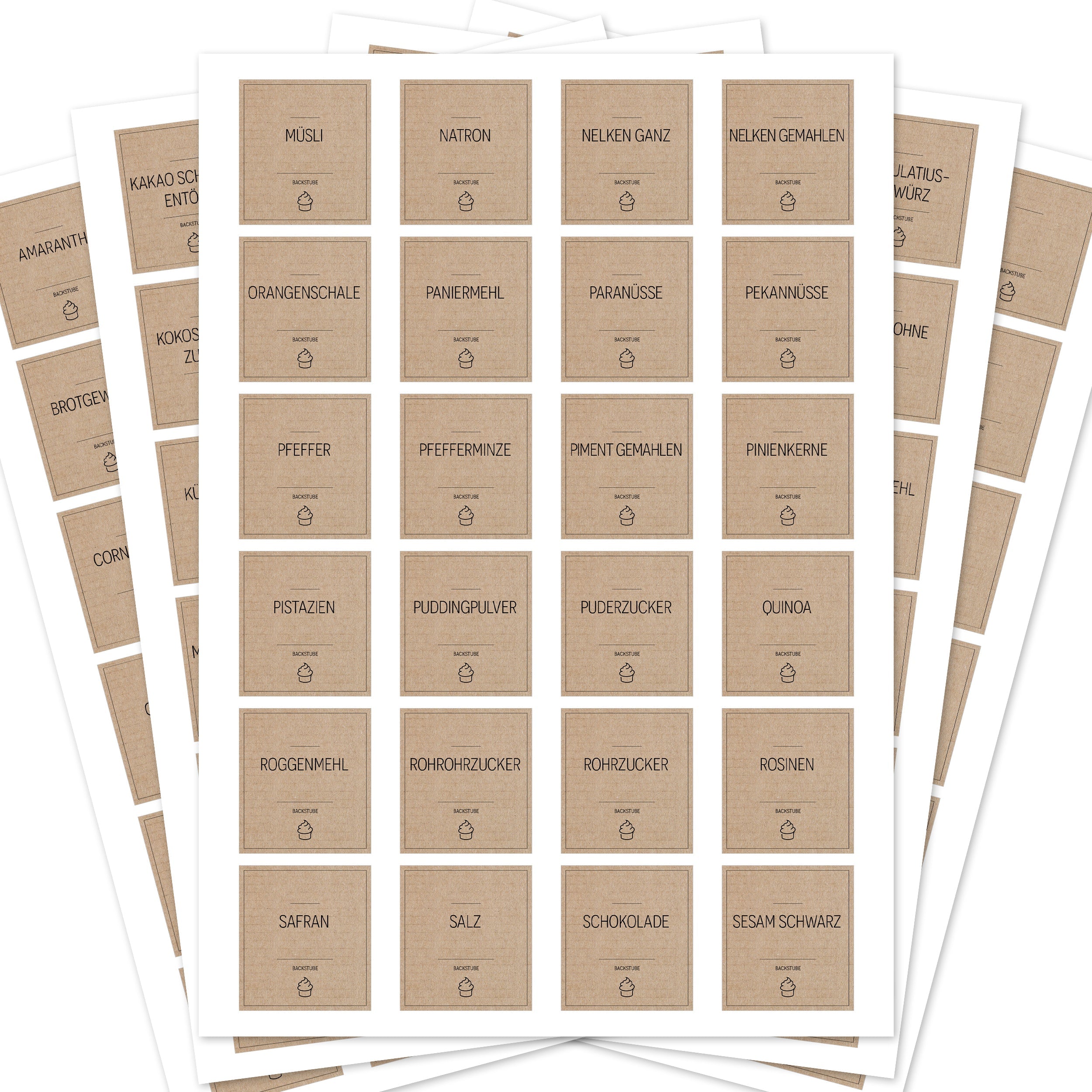 Back-Etiketten – Aufkleber für Backzutaten (Set mit 120 Aufklebern)