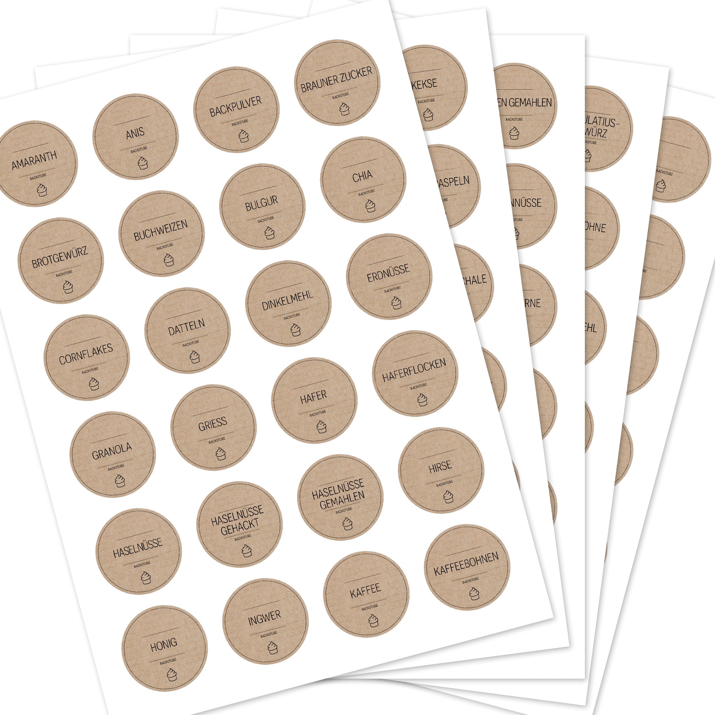 Back-Etiketten – Aufkleber für Backzutaten (Set mit 120 Aufklebern)