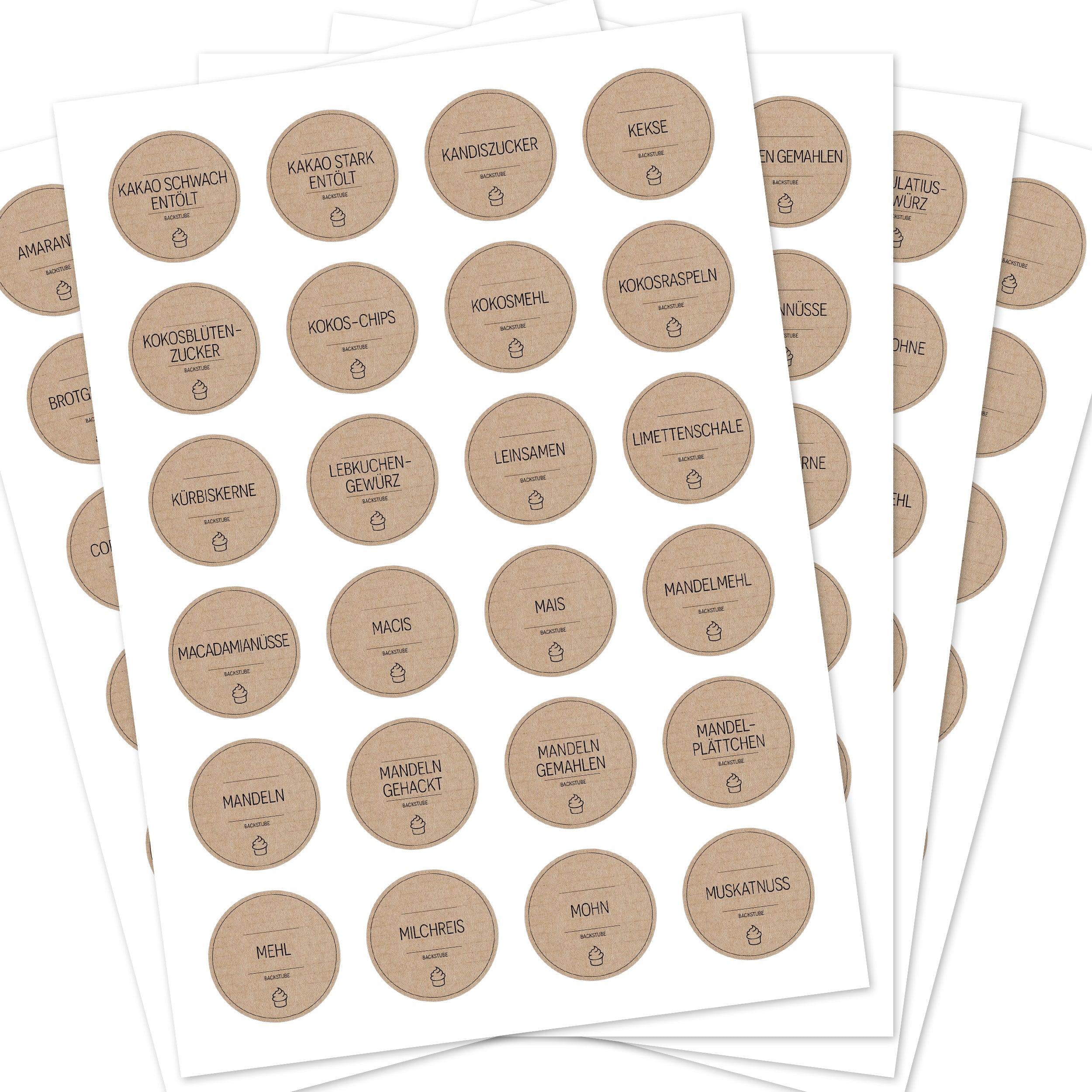 Back-Etiketten – Aufkleber für Backzutaten (Set mit 120 Aufklebern)