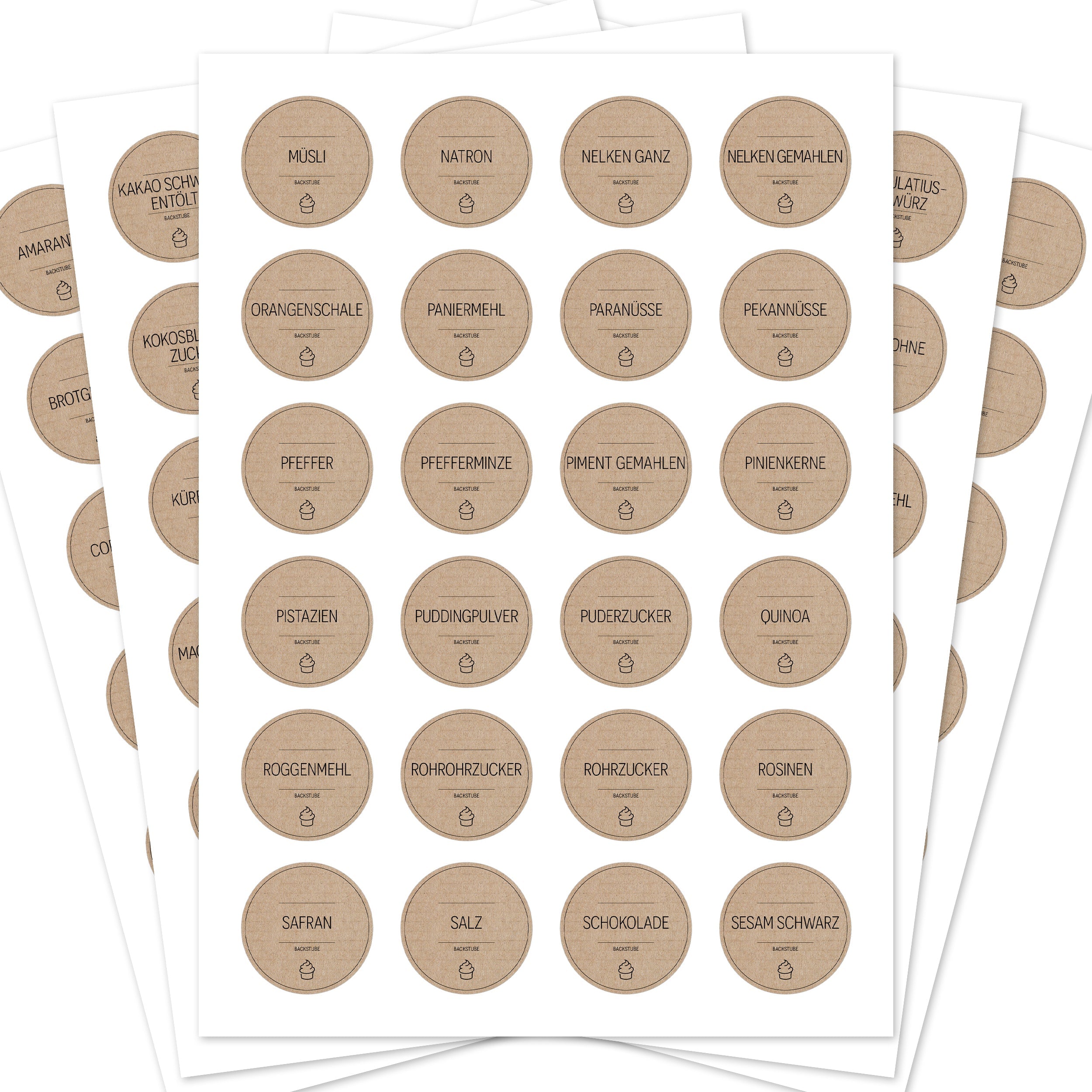 Back-Etiketten – Aufkleber für Backzutaten (Set mit 120 Aufklebern)