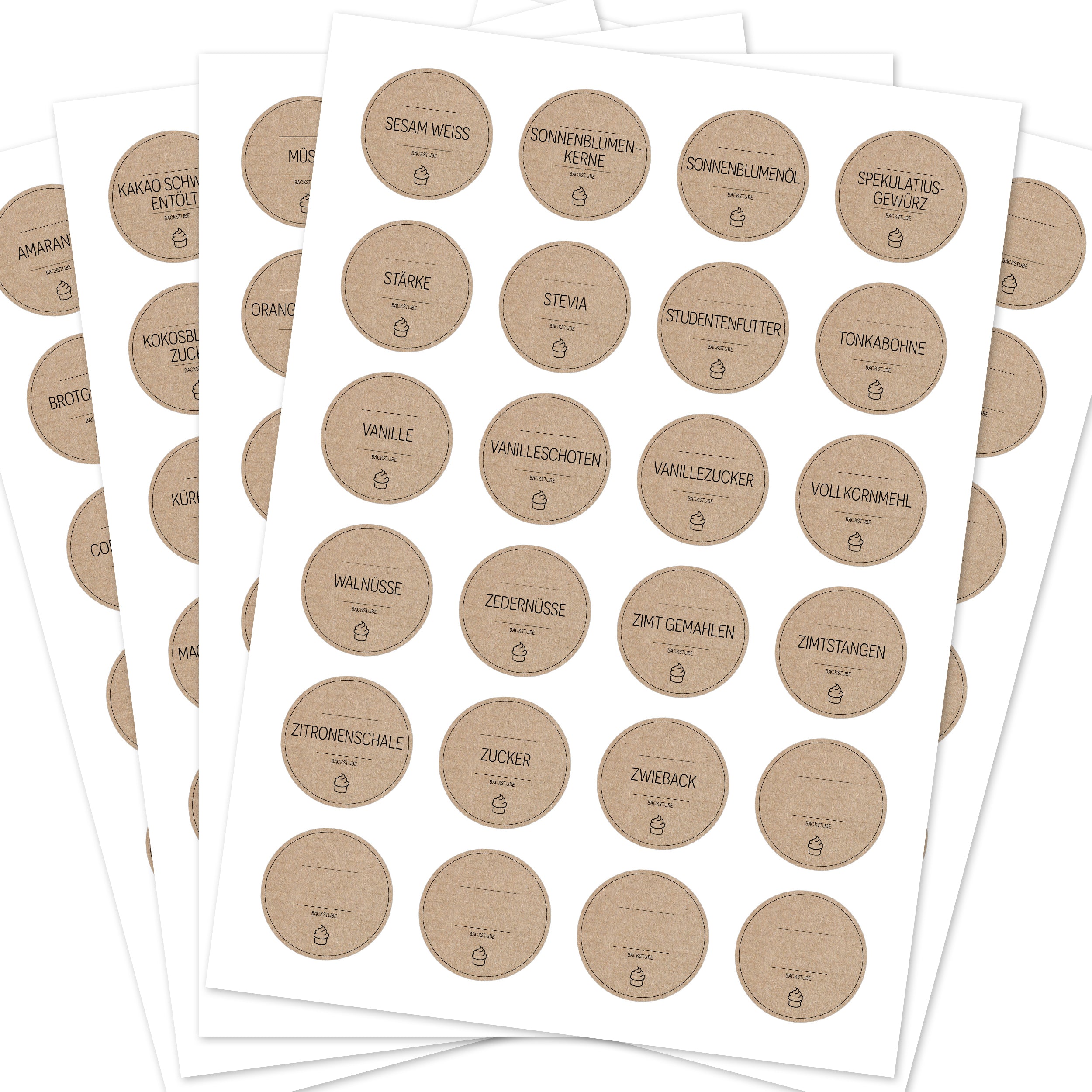 Back-Etiketten – Aufkleber für Backzutaten (Set mit 120 Aufklebern)