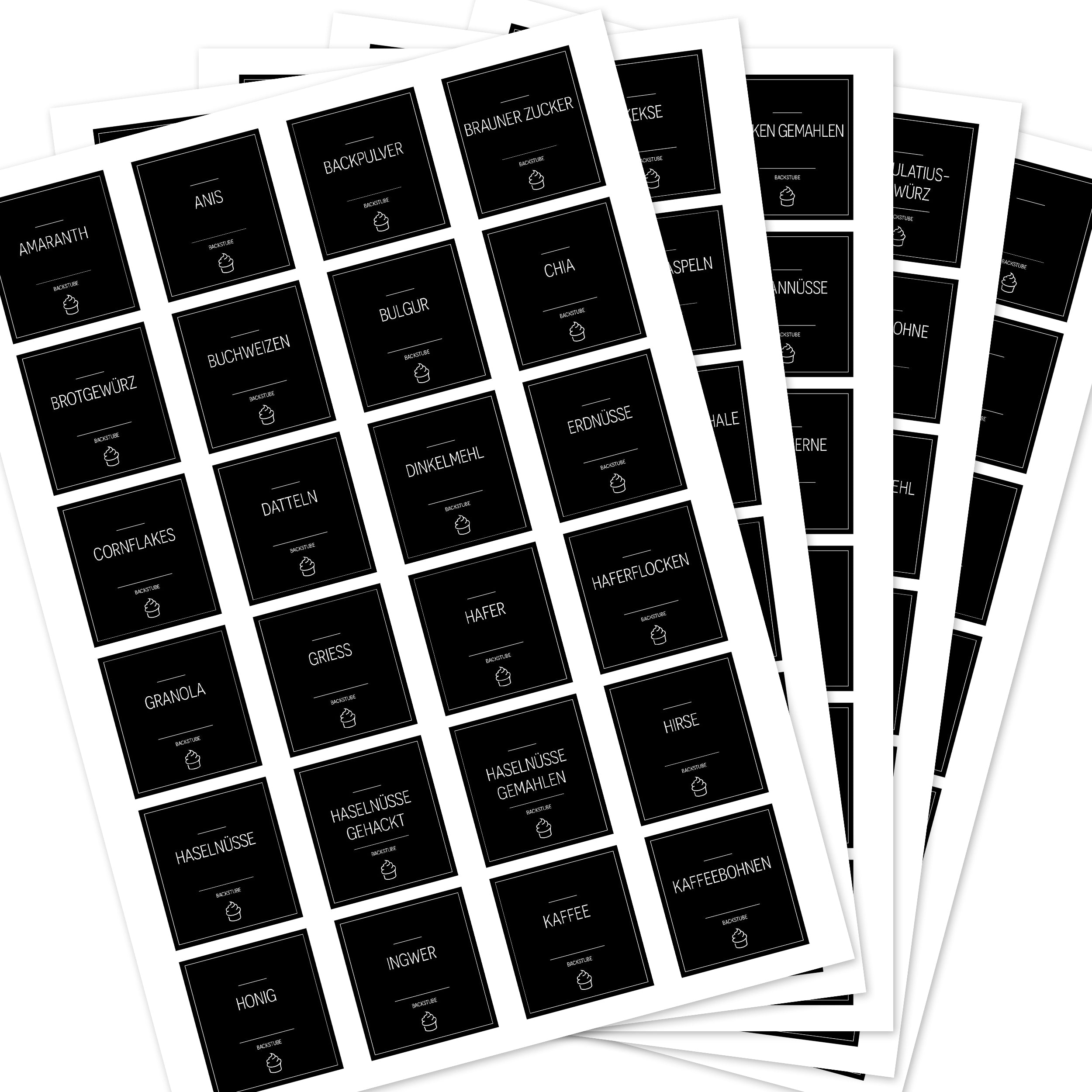 Back-Etiketten – Aufkleber für Backzutaten (Set mit 120 Aufklebern)