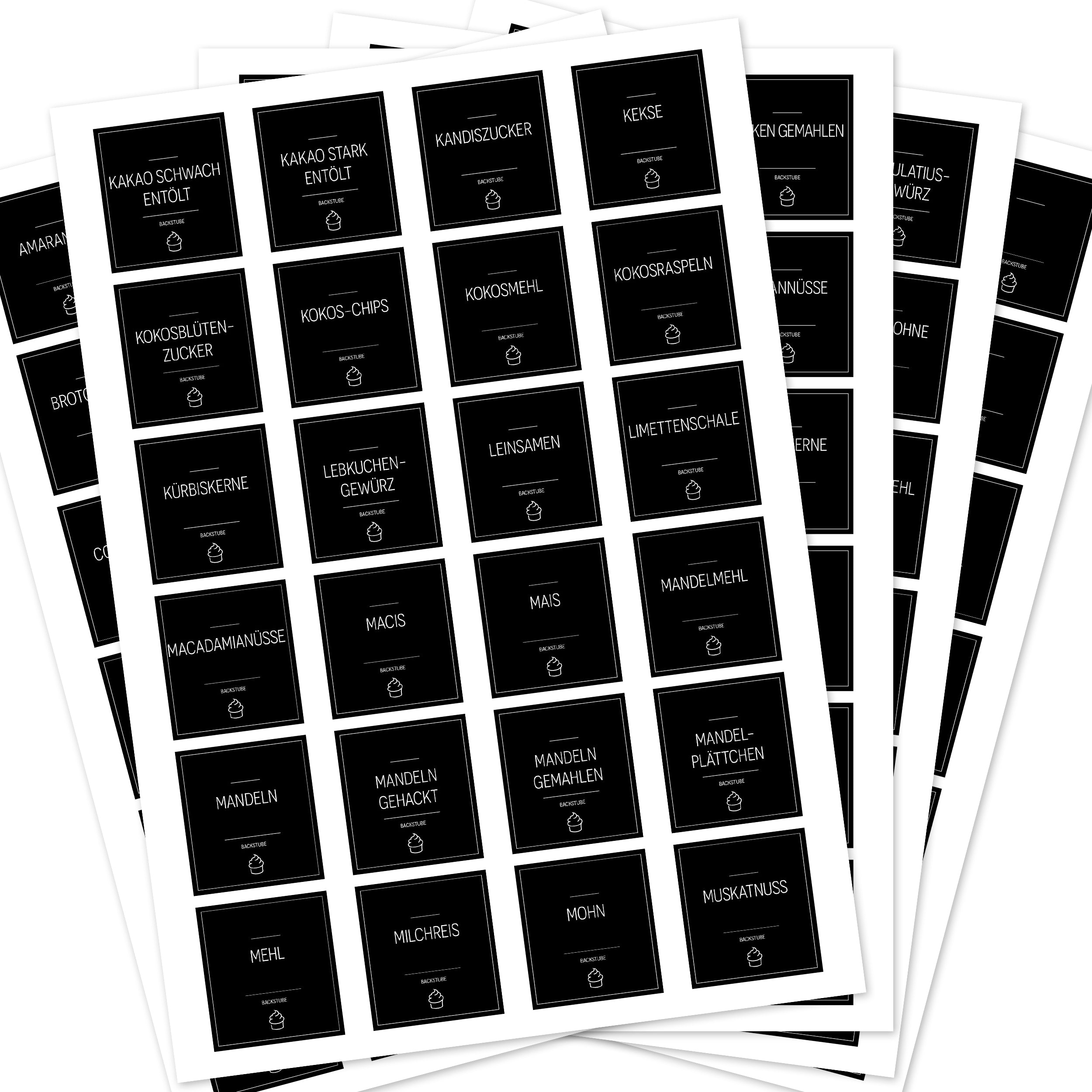 Back-Etiketten – Aufkleber für Backzutaten (Set mit 120 Aufklebern)