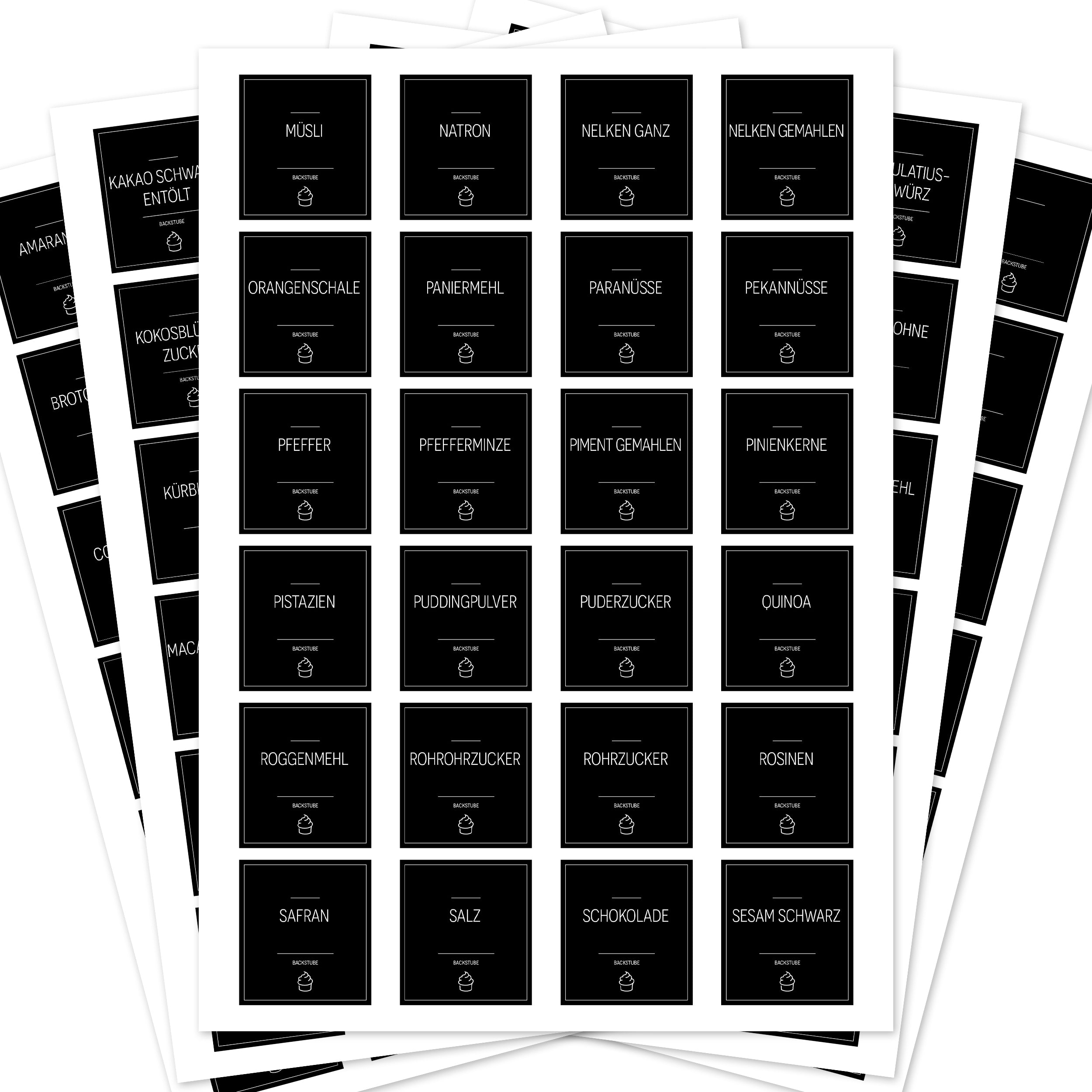Back-Etiketten – Aufkleber für Backzutaten (Set mit 120 Aufklebern)