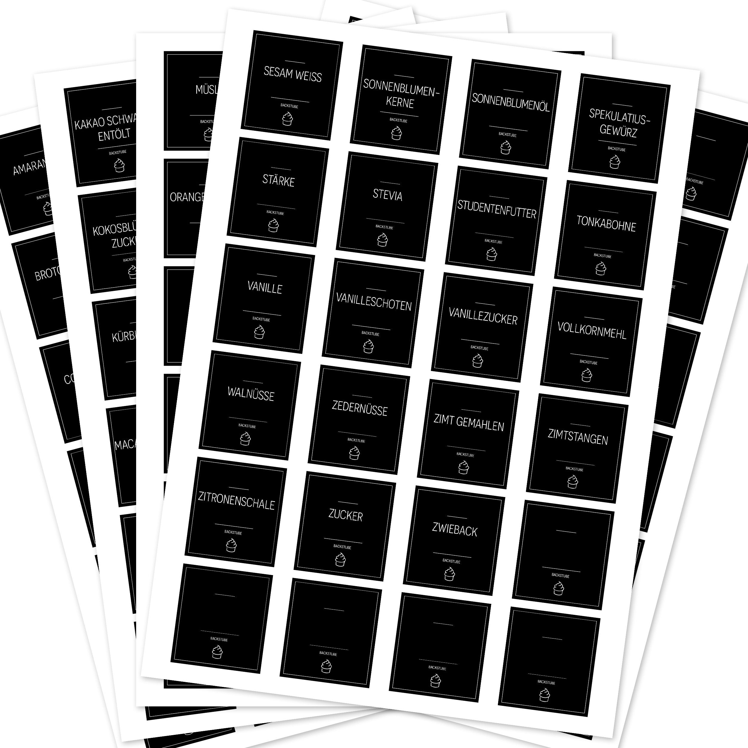 Back-Etiketten – Aufkleber für Backzutaten (Set mit 120 Aufklebern)