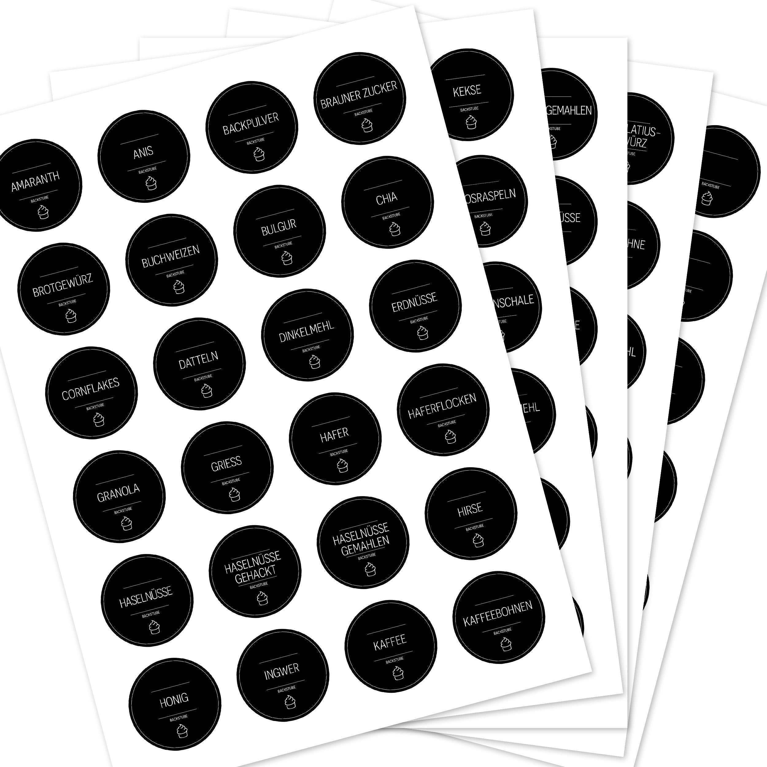 Back-Etiketten – Aufkleber für Backzutaten (Set mit 120 Aufklebern)
