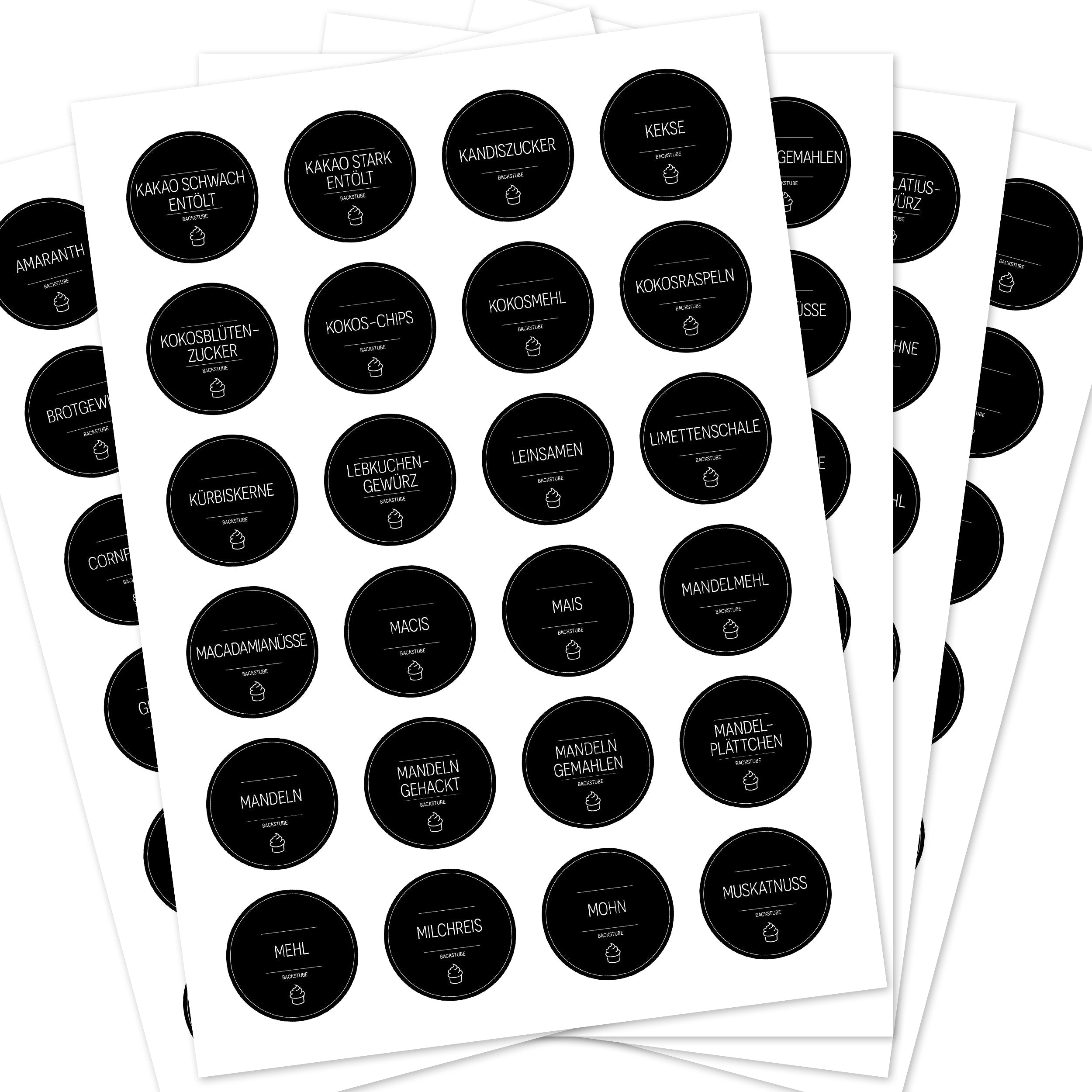 Back-Etiketten – Aufkleber für Backzutaten (Set mit 120 Aufklebern)