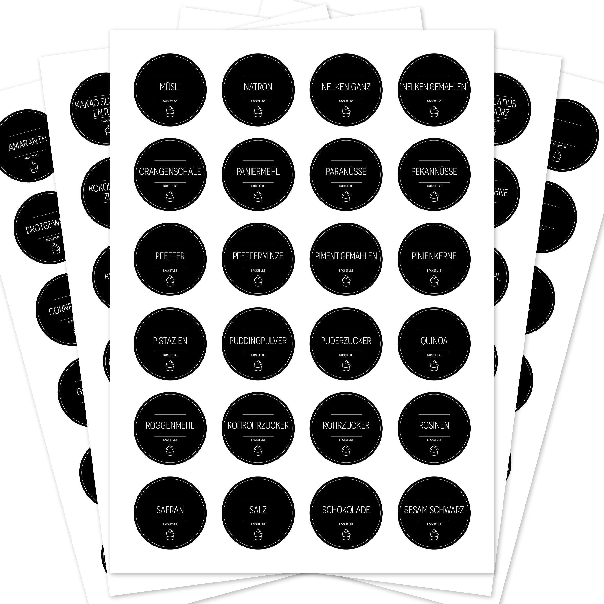 Back-Etiketten – Aufkleber für Backzutaten (Set mit 120 Aufklebern)