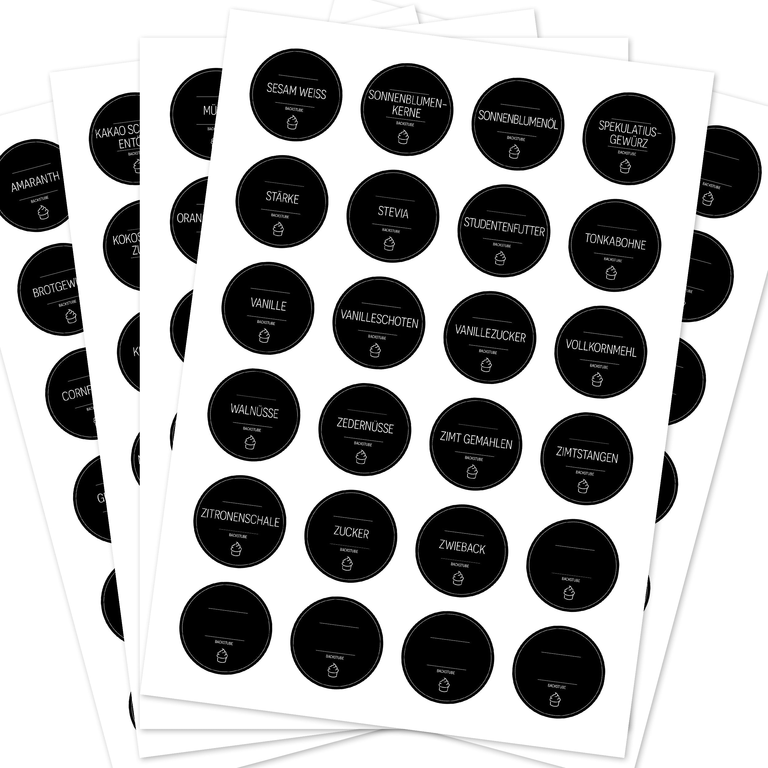 Back-Etiketten – Aufkleber für Backzutaten (Set mit 120 Aufklebern)