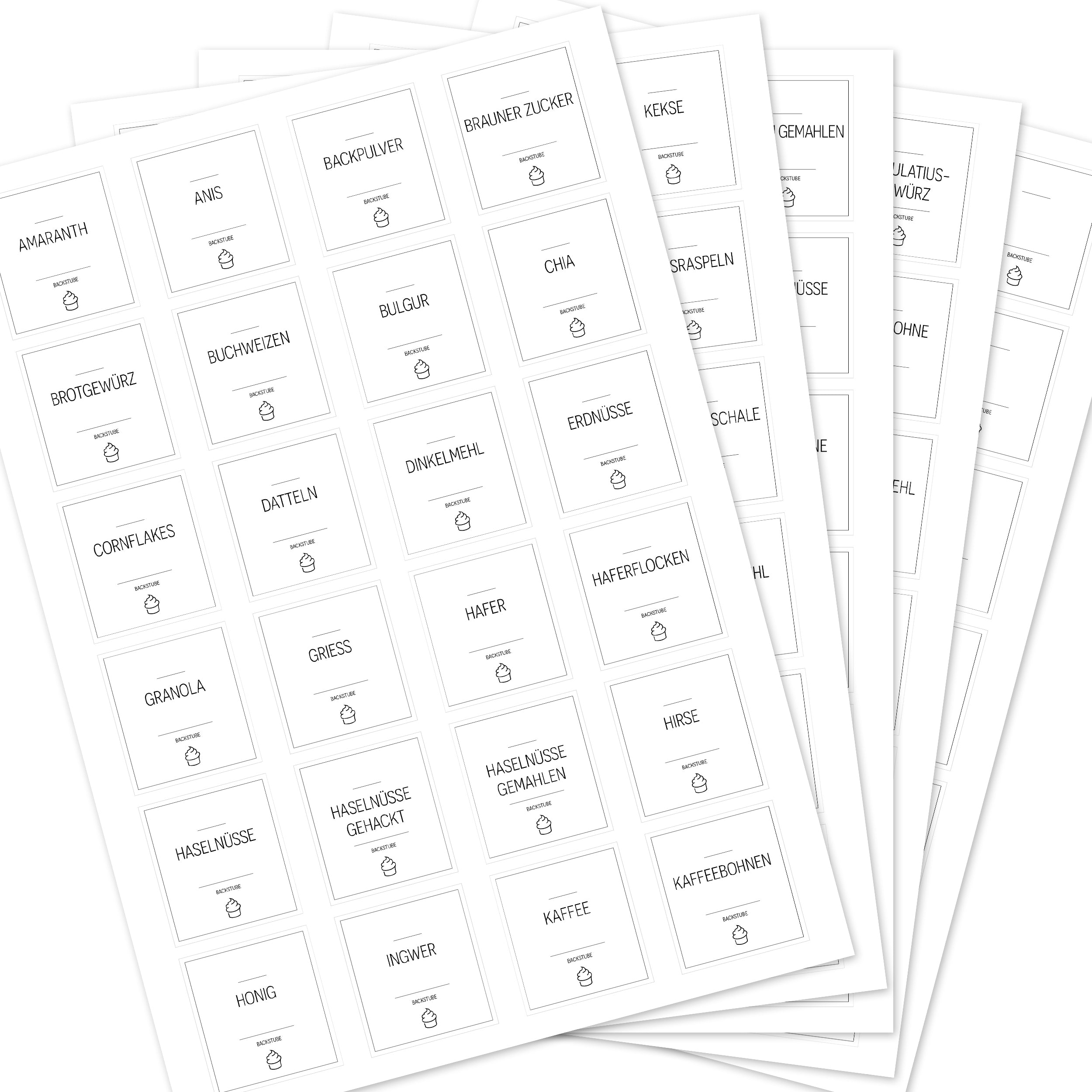 Back-Etiketten – Aufkleber für Backzutaten (Set mit 120 Aufklebern)