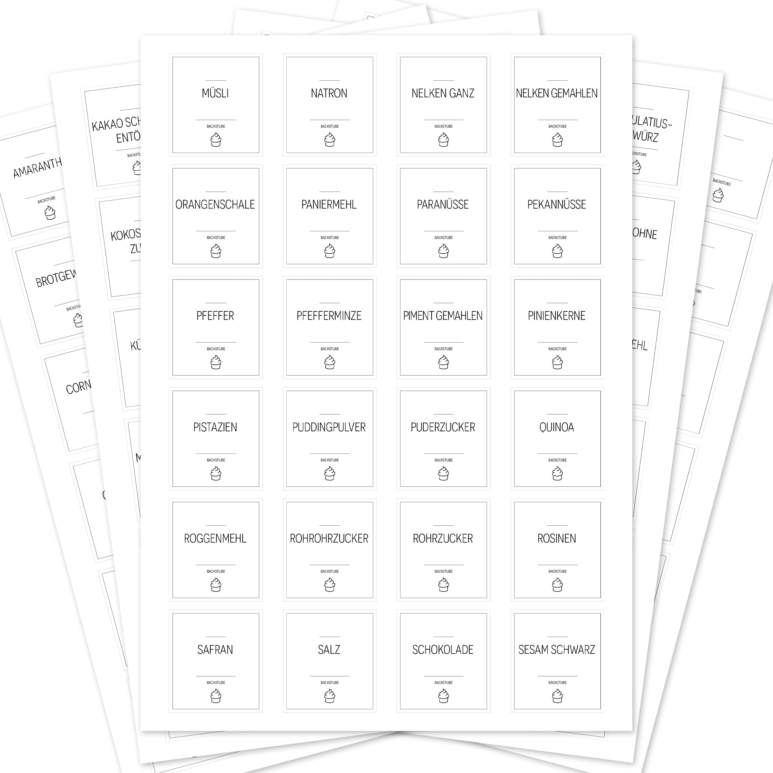 Back-Etiketten – Aufkleber für Backzutaten (Set mit 120 Aufklebern)