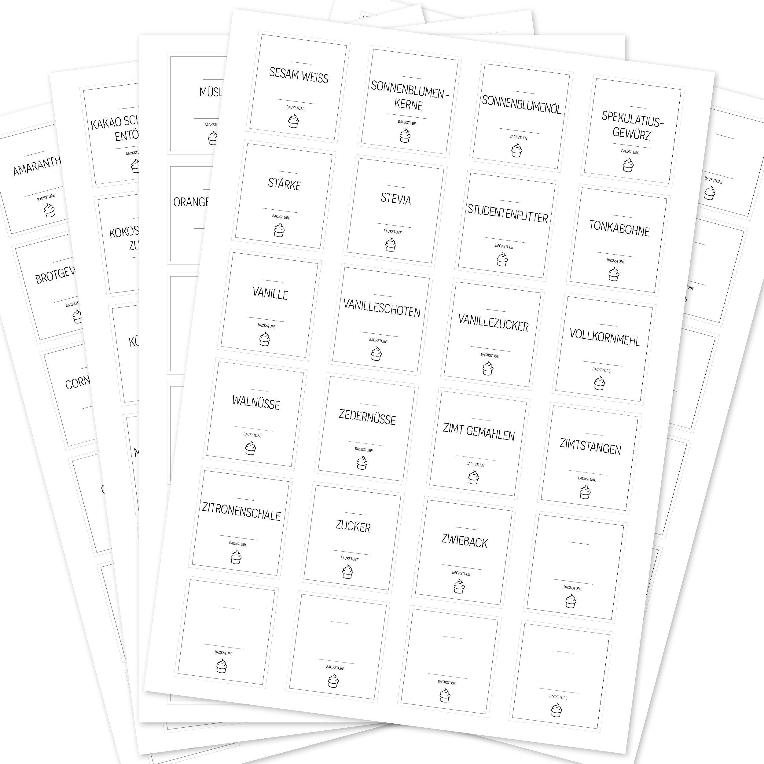 Back-Etiketten – Aufkleber für Backzutaten (Set mit 120 Aufklebern)