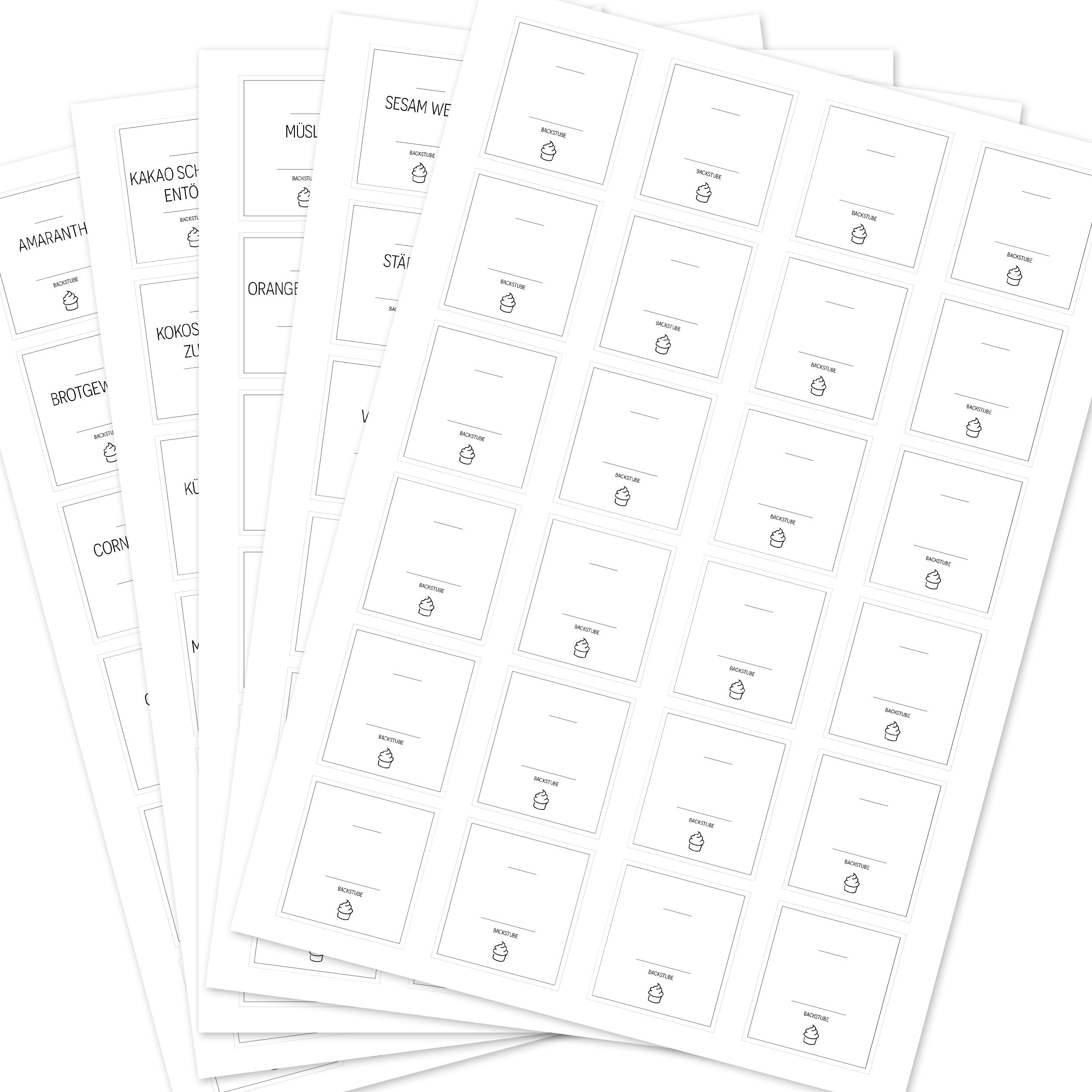Back-Etiketten – Aufkleber für Backzutaten (Set mit 120 Aufklebern)