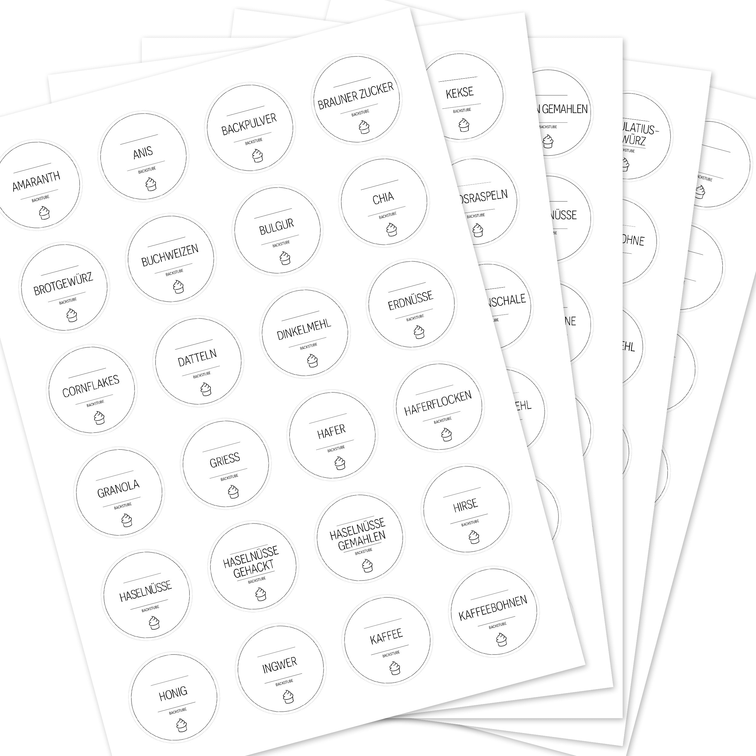 Back-Etiketten – Aufkleber für Backzutaten (Set mit 120 Aufklebern)