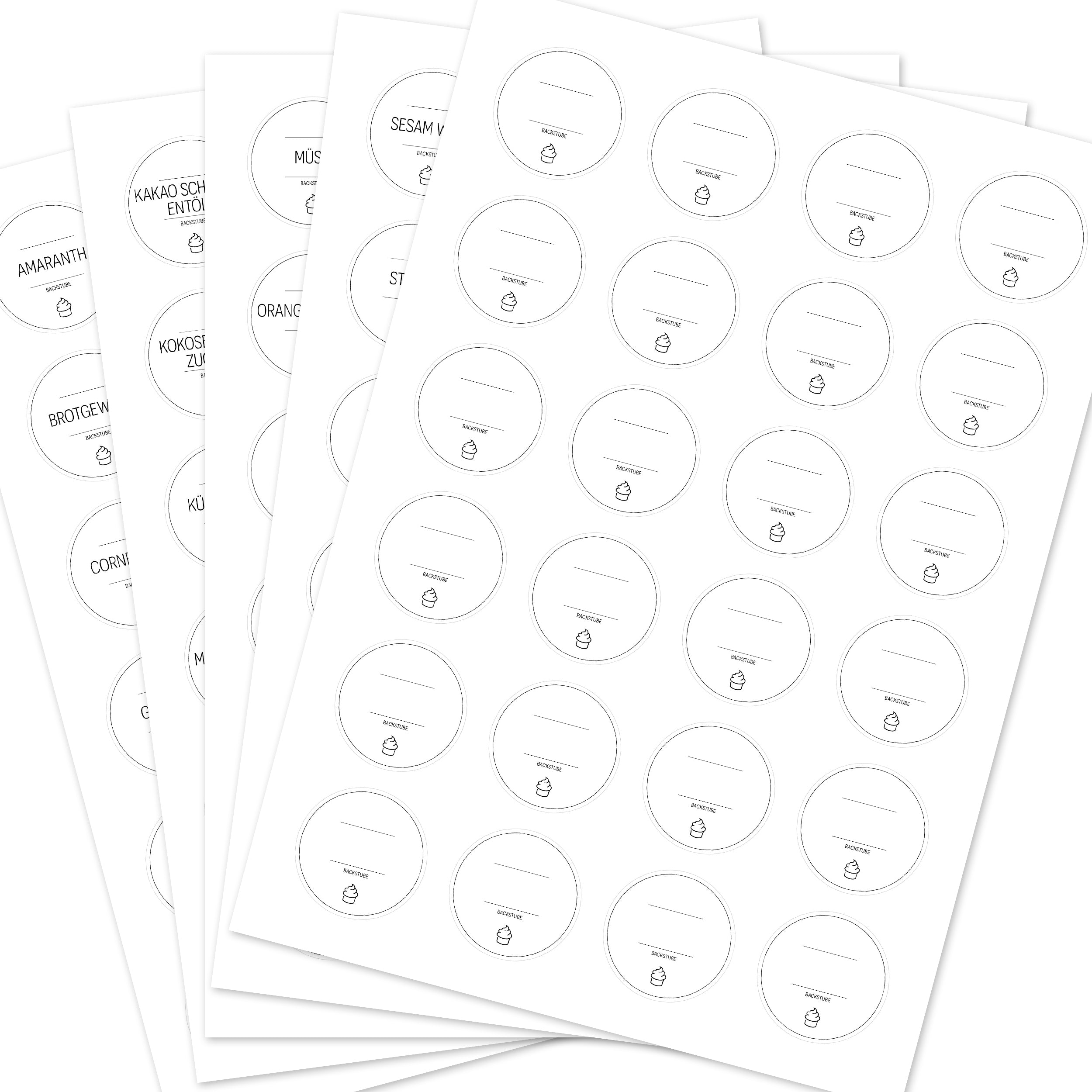 Back-Etiketten – Aufkleber für Backzutaten (Set mit 120 Aufklebern)