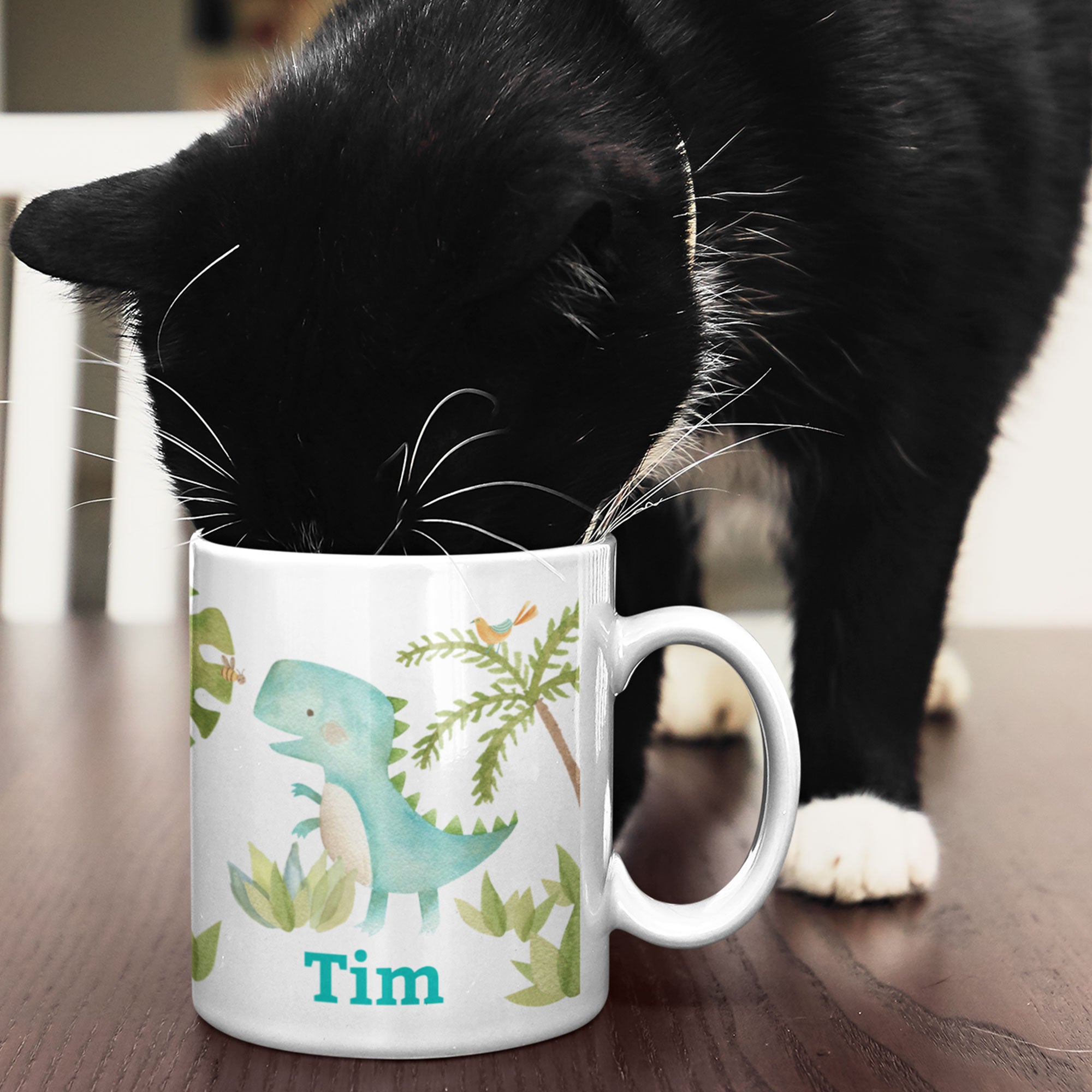 Personalisierte Kindertasse mit Namen, bunte Aquarell-Welten, für Kinder, aus Porzellan, mit kindlichem Design