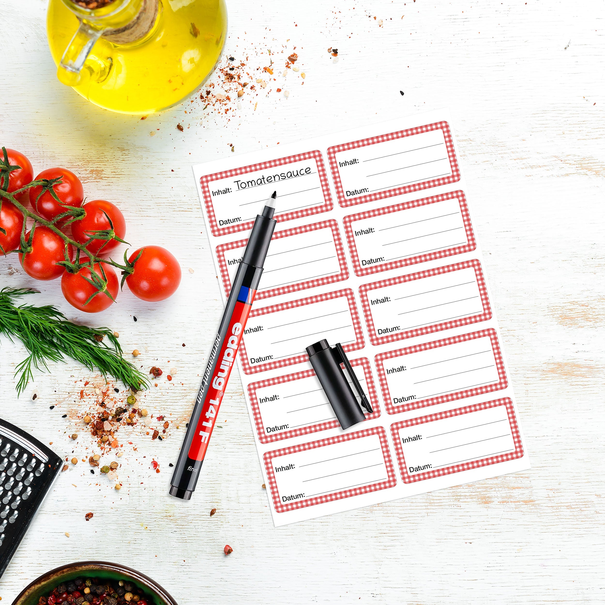Gefrieretiketten / Tiefkühletiketten / Küchenetiketten inkl. Permanent Marker