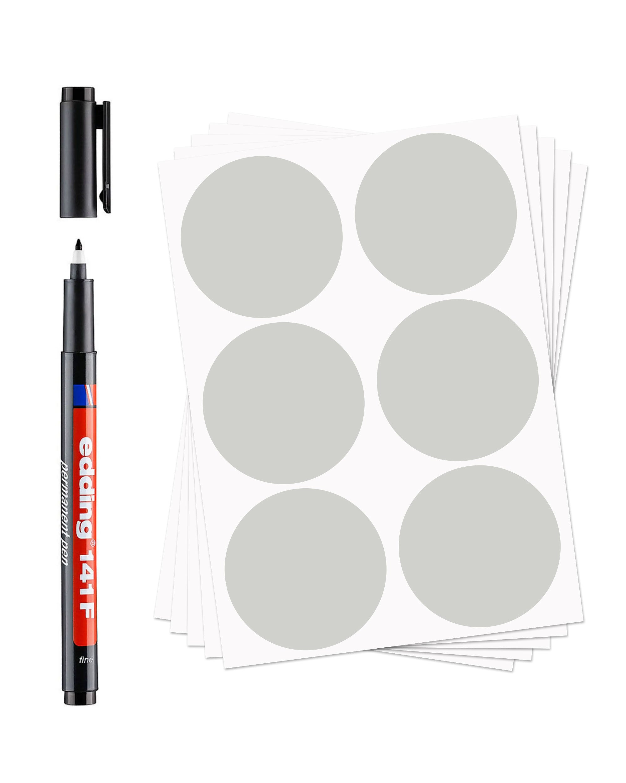 Runde beige Blanko-Aufkleber mit Permanentmarker, 60 Stück, Durchmesser 47 mm, ideal für personalisierte Geschenkaufkleber.