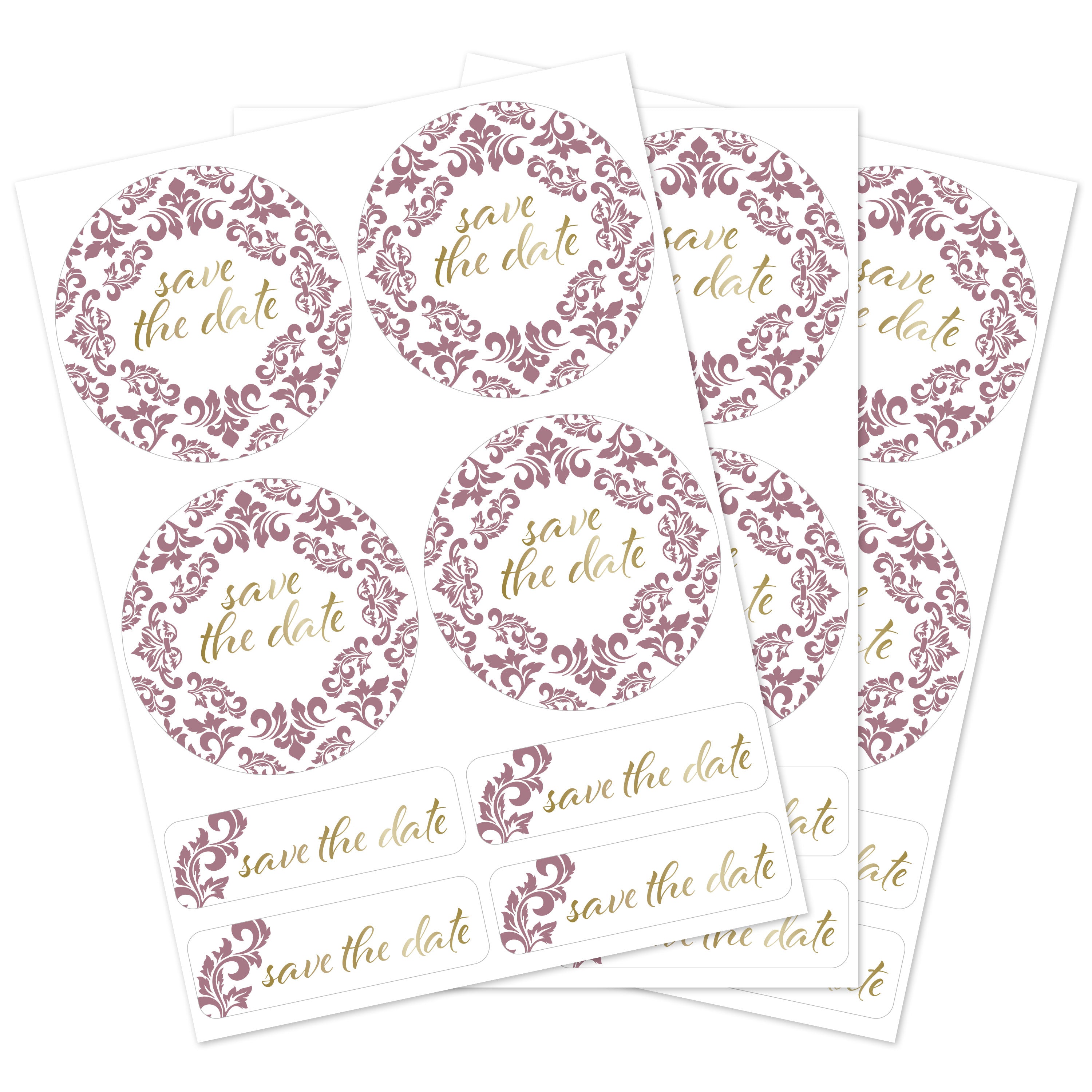 Aufkleber für Hochzeit "Ornament" (Set mit 80 Aufklebern in verschiedenen Größen & Texte)