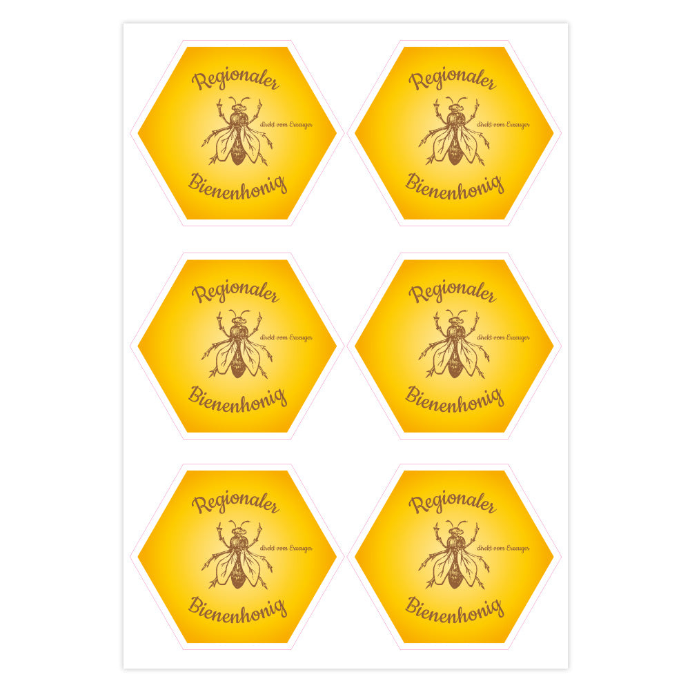 Honig-Aufkleber-Set mit 3 Bögen, Bienenhonig-Design, 200x300 mm, selbstklebende Bienen- und Honig-Labels