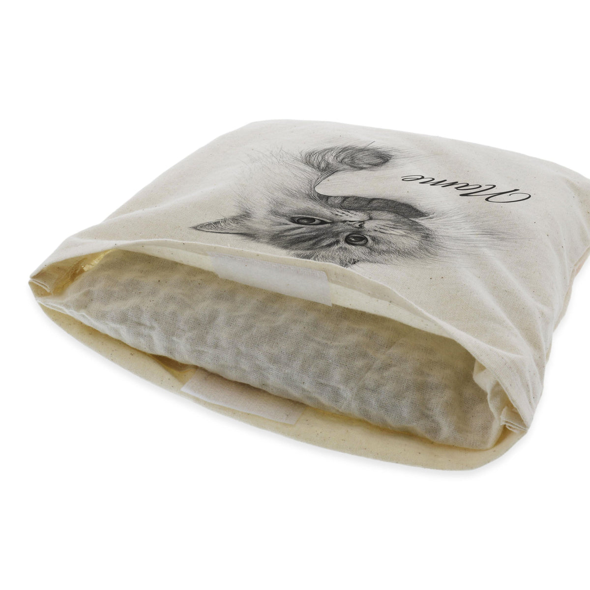 Kirschkernkissen mit Bleistiftzeichnung und Personalisierung, handgezeichnetes Design auf weichem Kissen, individuell gestaltbar