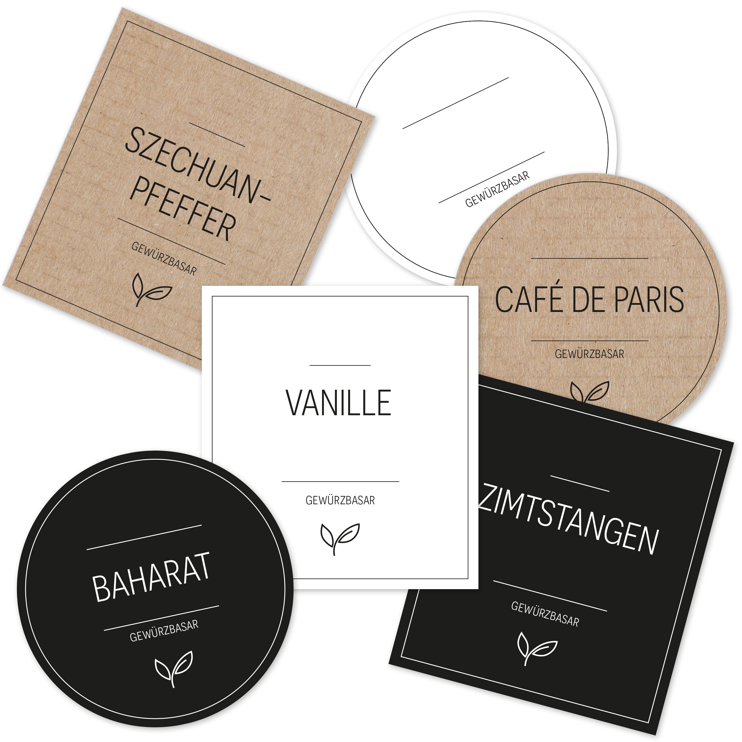 Gewürzetiketten - Aufkleber für Gewürzgläser (Set mit 144 Gewürz-Aufklebern)