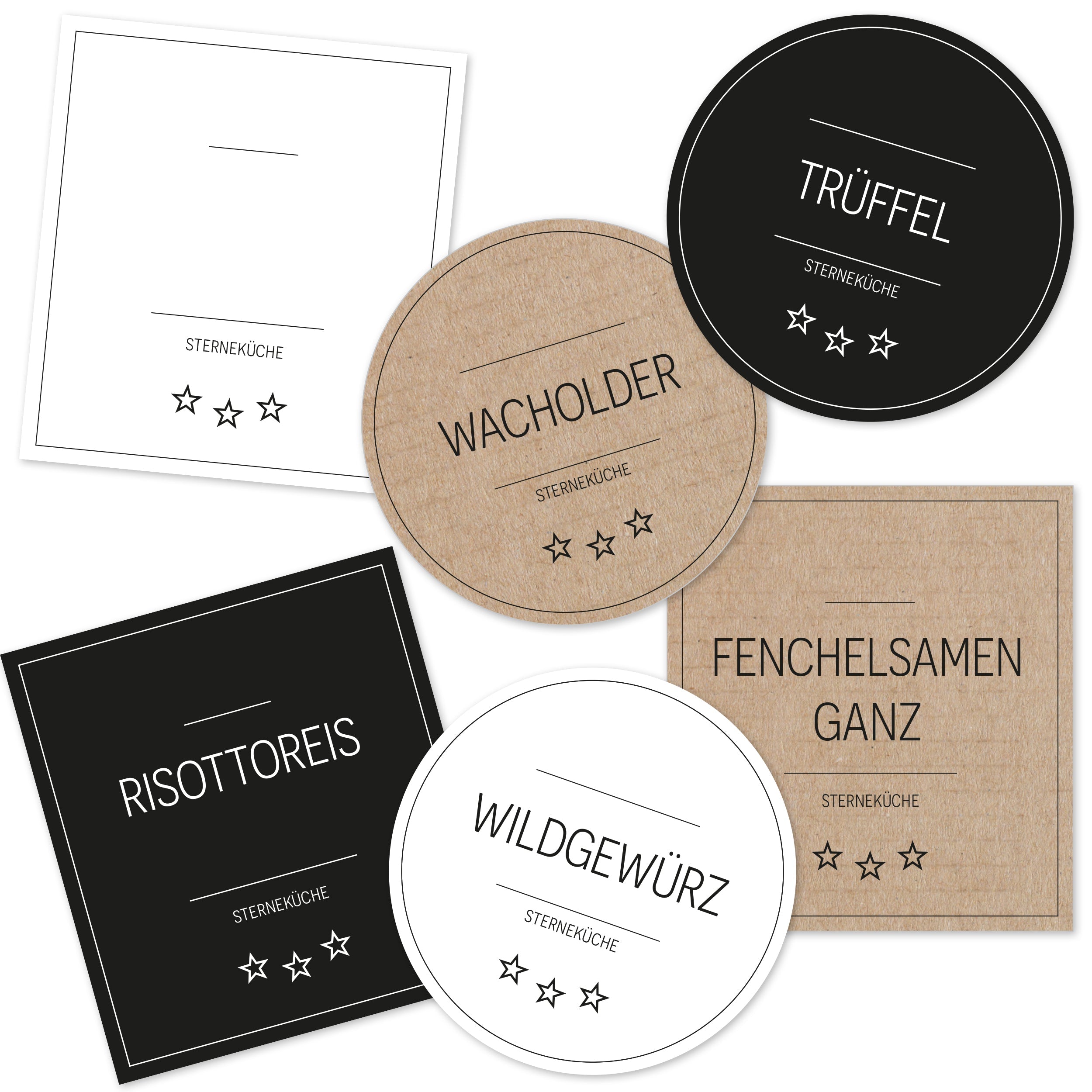 Sterneküche - Aufkleber für Profis - Etiketten für die Küche (Set mit 240 Aufklebern)
