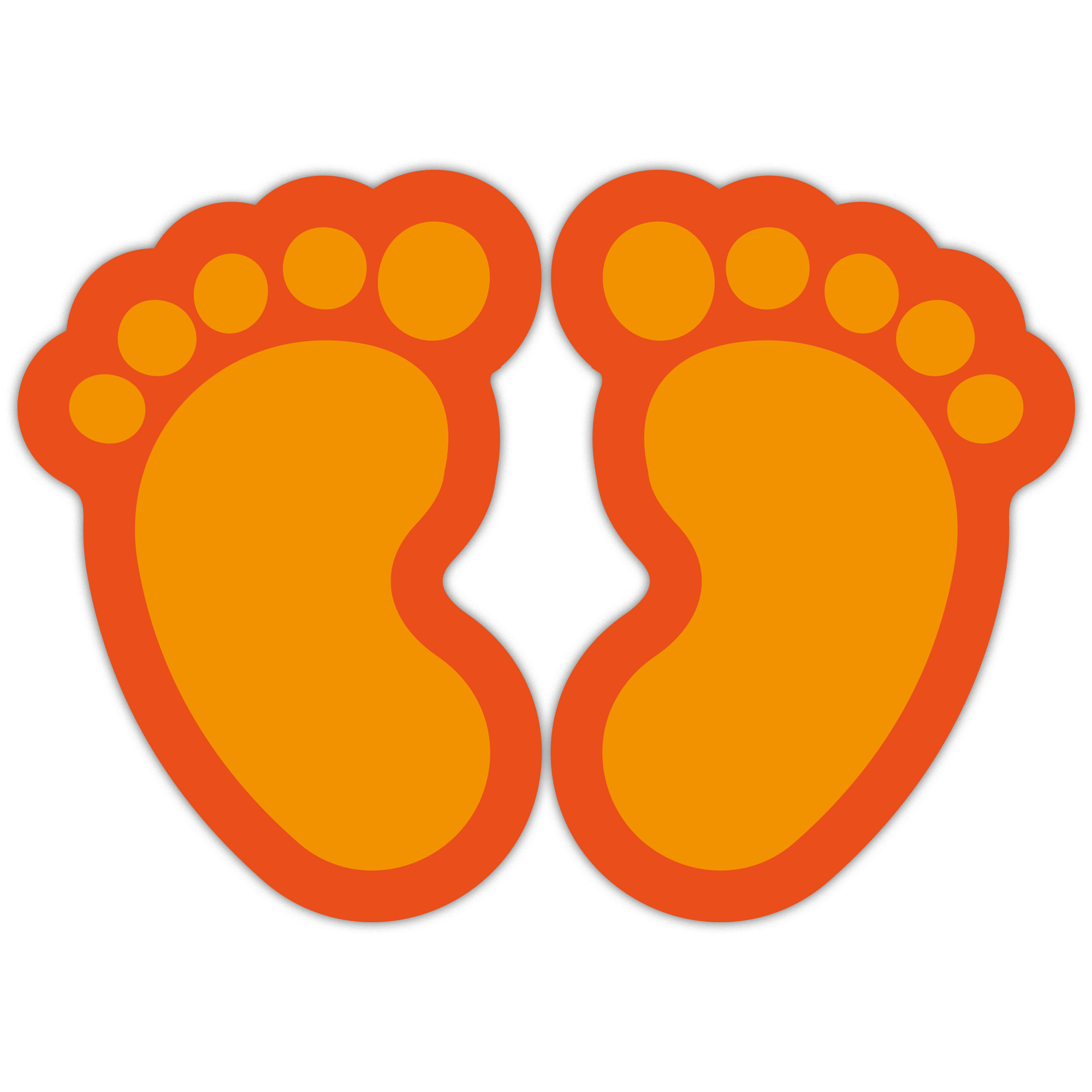 Kinderfüße Fußbodenaufkleber in Orange, kindliches Fußpaar, geeignet für Kinderzimmer, Maße 170x125 mm, von aufkleberdrucker.de
