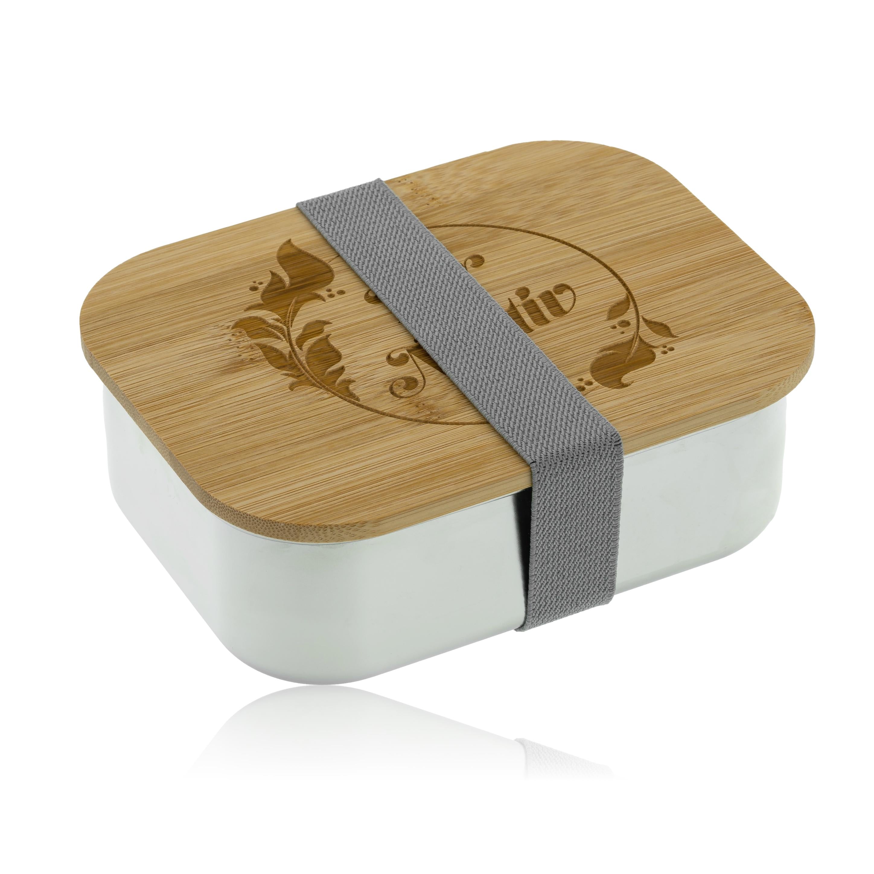 lunchbox aus bambus Lunchbox aus Edelstahl mit Bambusdeckel und Verschluss & inkl. individ