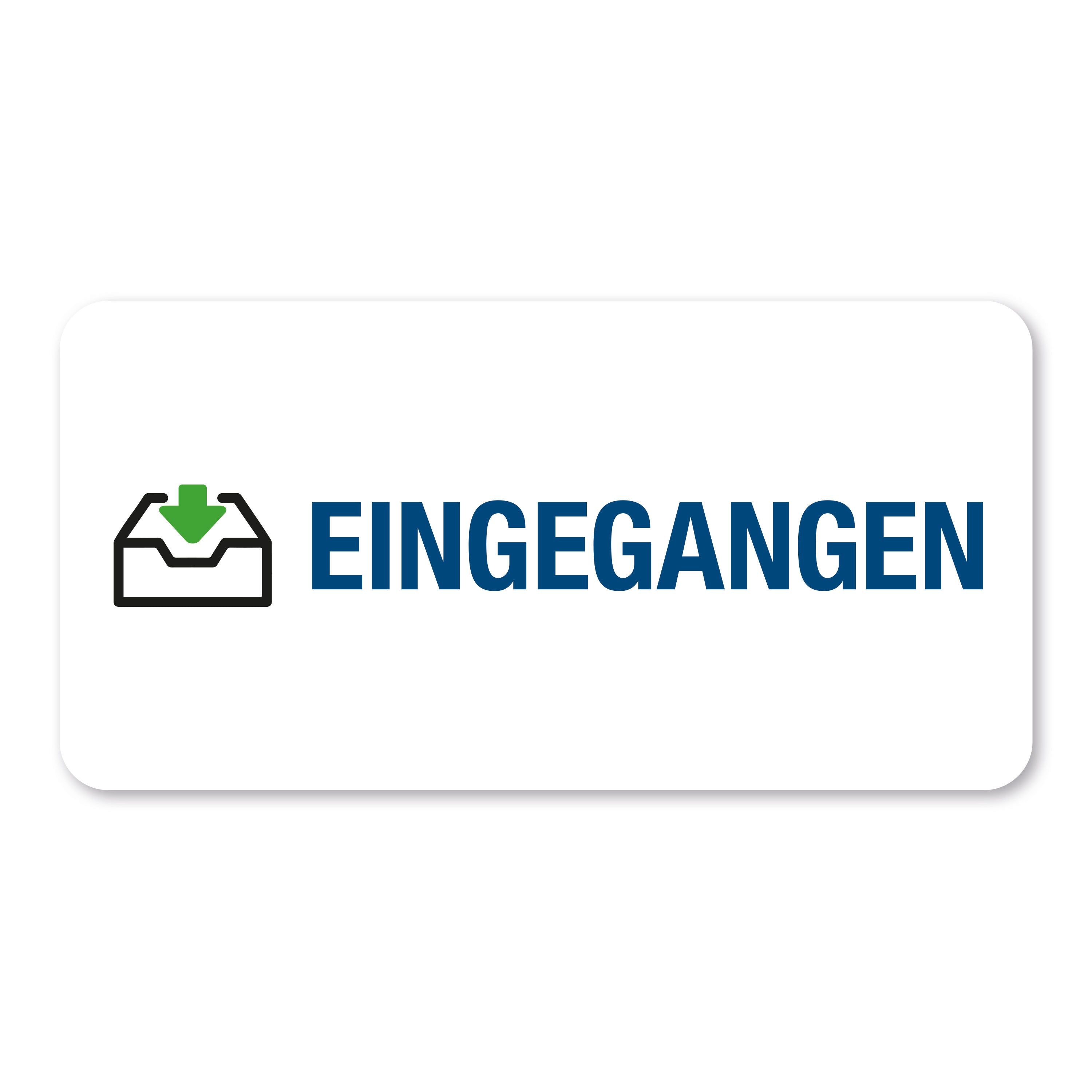 Aufkleber mit Piktogramm "Eingegangen" auf 60x30 mm Rollenetikett, 250 Stück, für Dokumentenkennzeichnung.