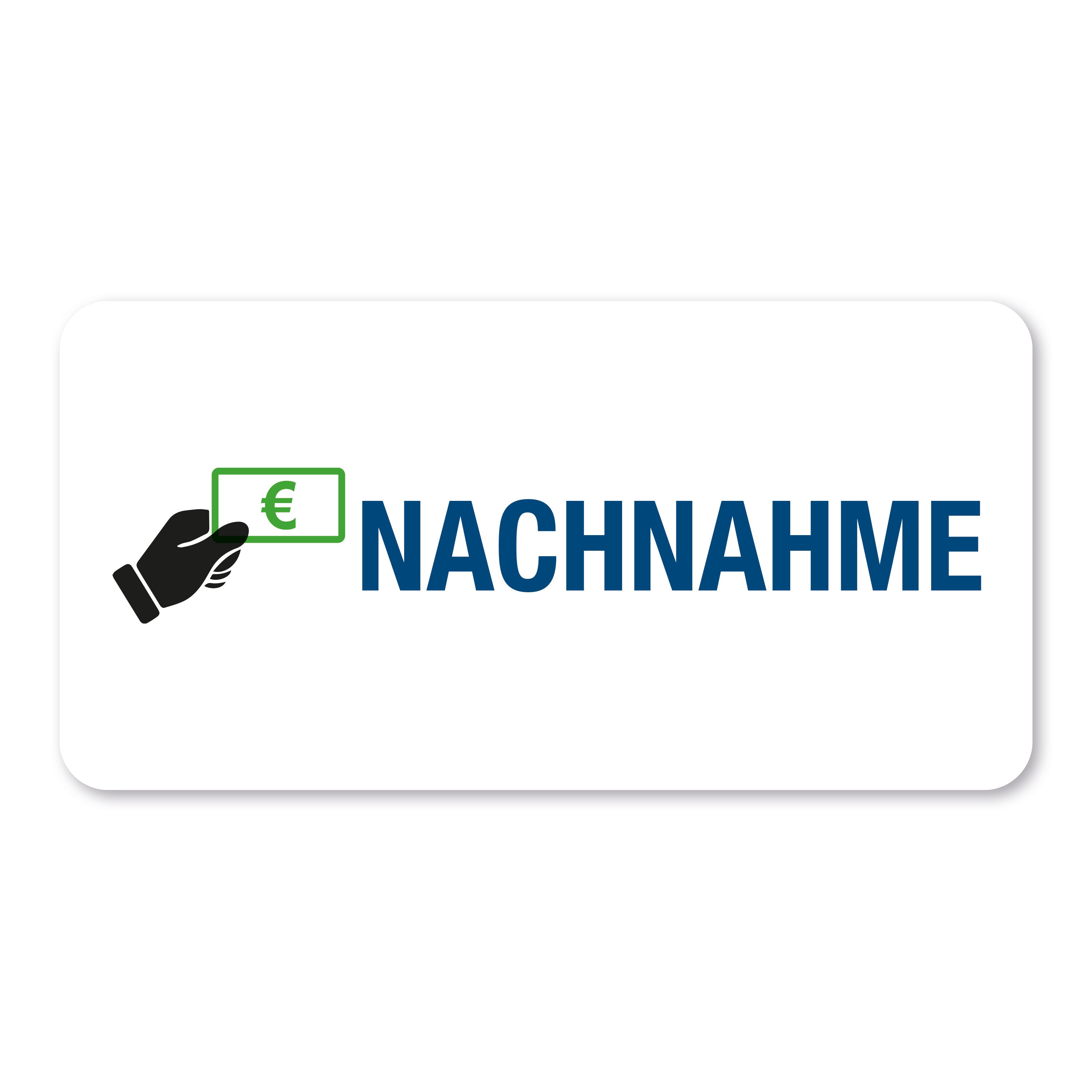 Aufkleber mit Piktogramm "Nachnahme" in 60x30 mm, 250 Rollenetiketten, sichtbares Design auf weißem Hintergrund