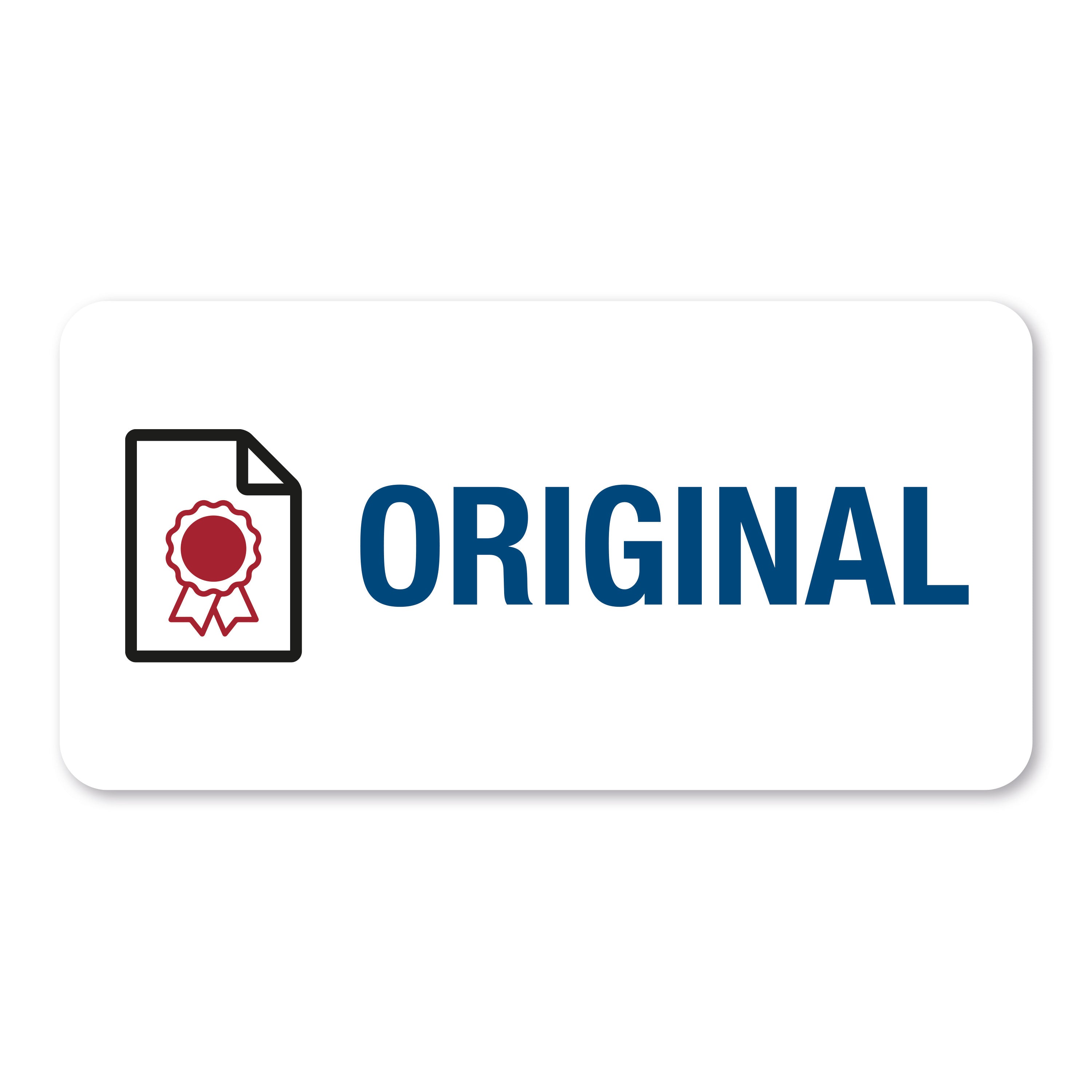 Pikto-Aufkleber mit Piktogramm "Original" in 60x30 mm, 250 Stück Rollenetiketten, für Beschriftungen und Markierungen
