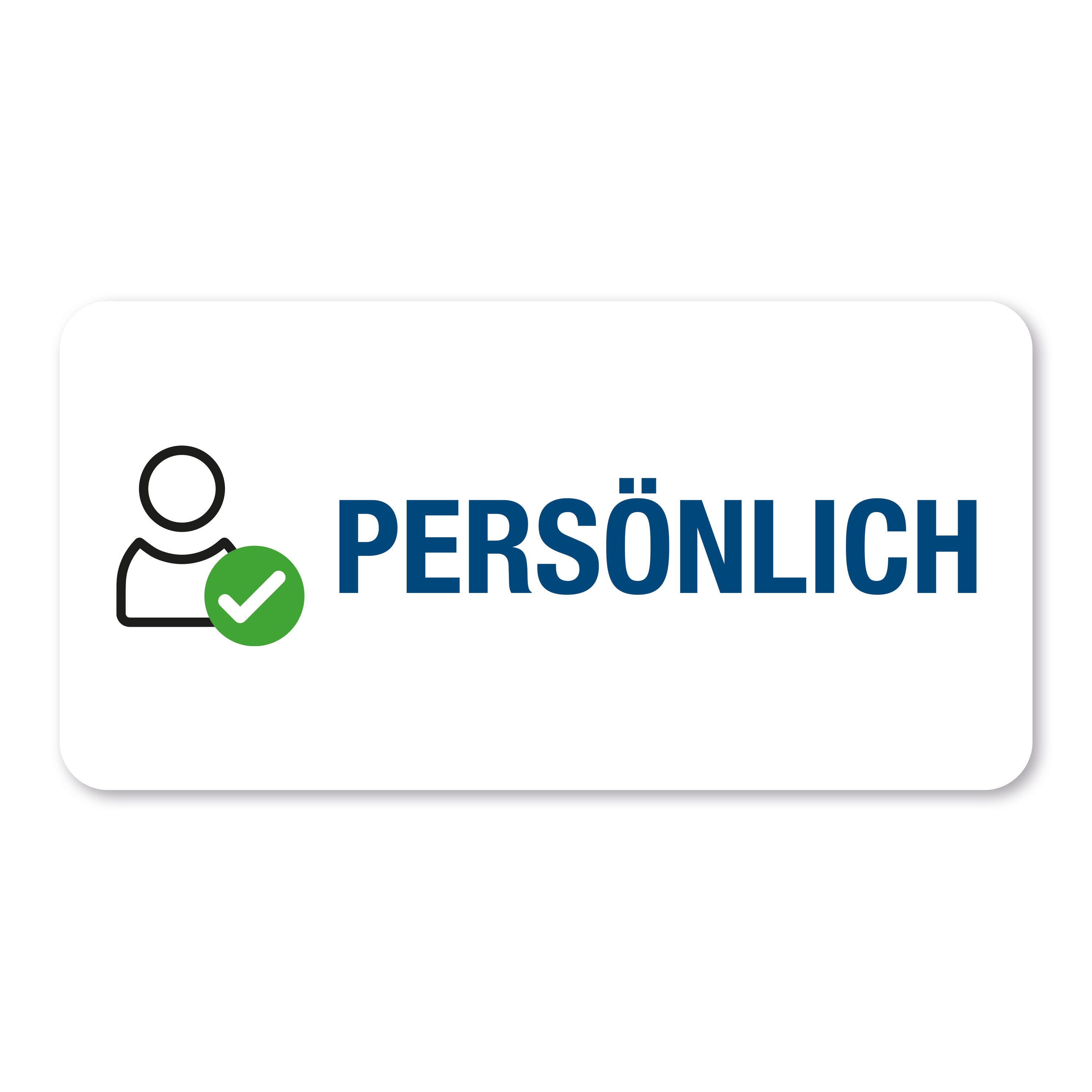 Aufkleber mit Piktogramm "Persönlich" auf 60x30 mm Rollenetiketten, 250 Stück, für Kennzeichnung und Organisation.