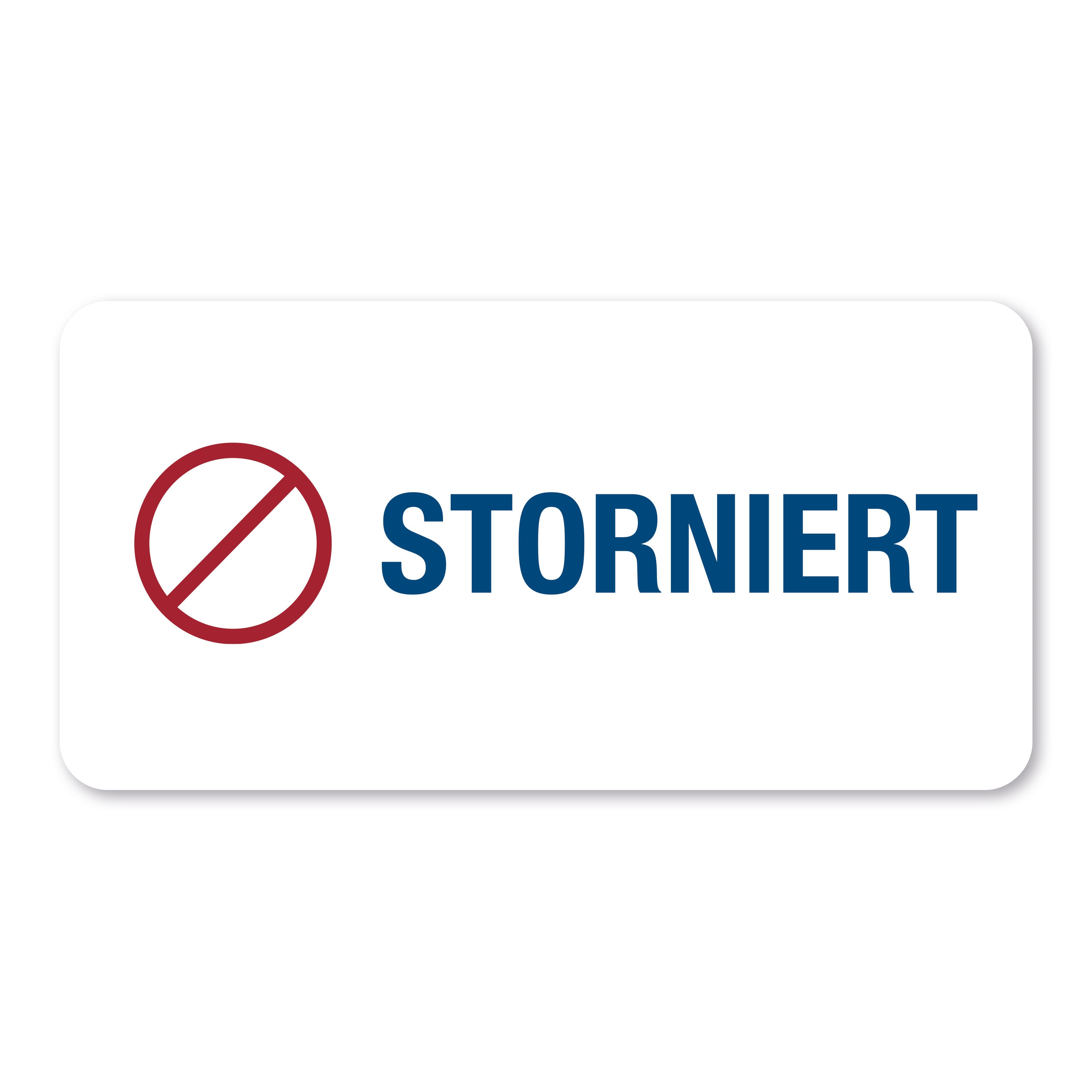 Aufkleber mit Piktogramm "Storniert" in 60x30 mm, 250 Stück auf Rollen, für Kennzeichnung und Etikettierung.