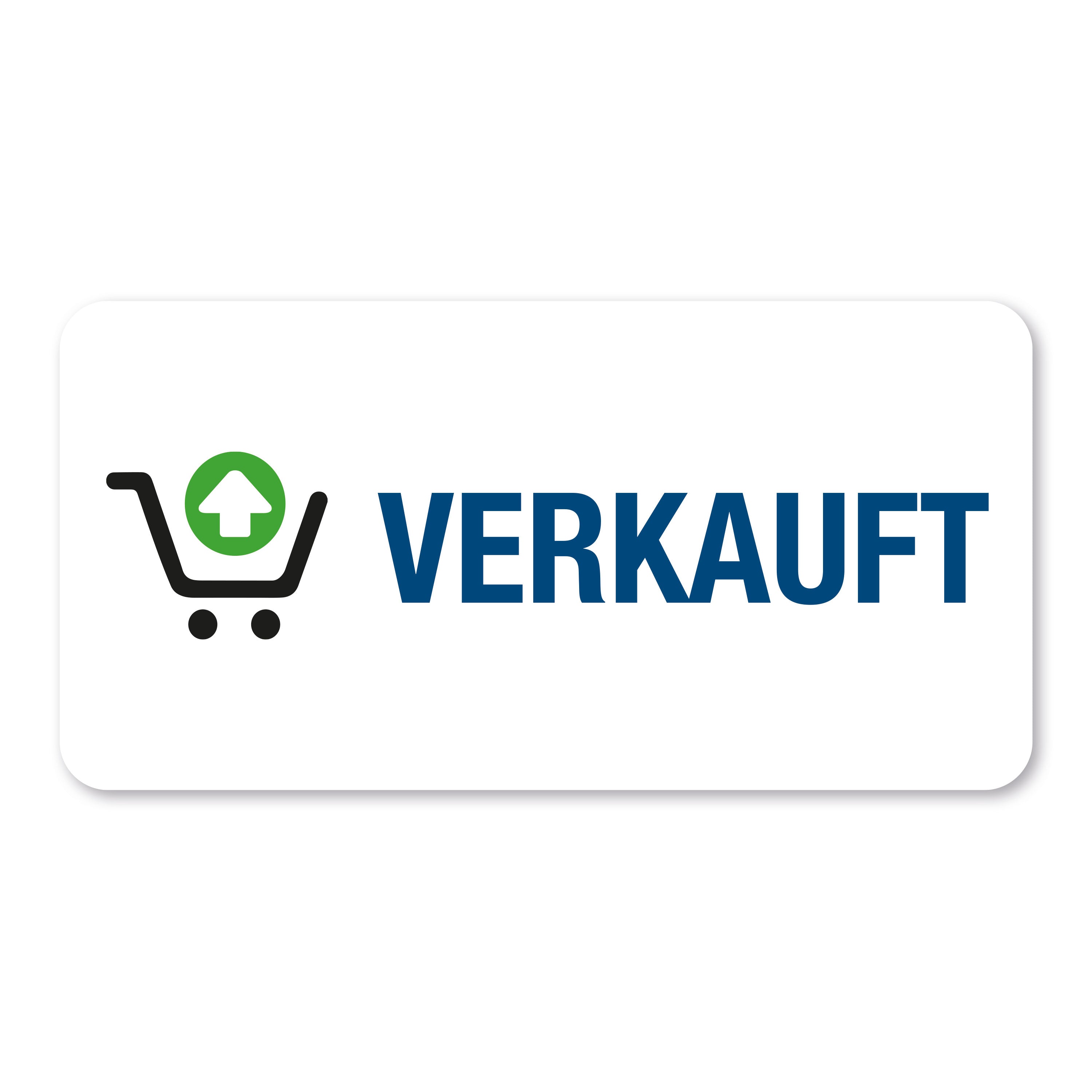 Aufkleber mit "Verkauft" Piktogramm, 60x30 mm, auf Rolle, 250 Stück, für Beschriftung und Verkaufskennzeichnung.