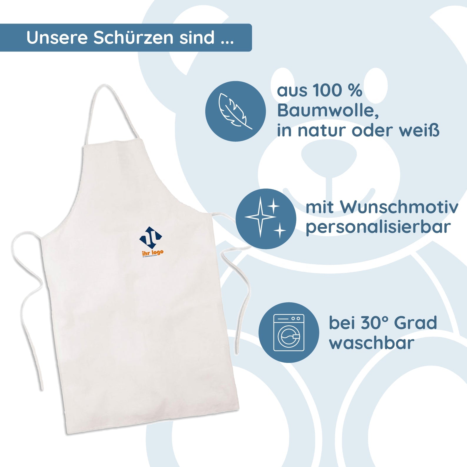 Bunte Kinder-Schürze mit individuellem Druck von kinder-druckerei.de, perfekt für kreative Bastel- oder Kochstunden.