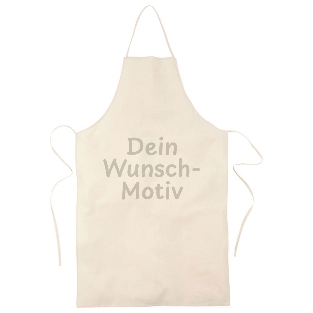 Latzschürze aus Naturstoff mit individuellem Druck, kinderfreundliches Design, perfekt für kreative Koch- oder Bastelaktivitäten.