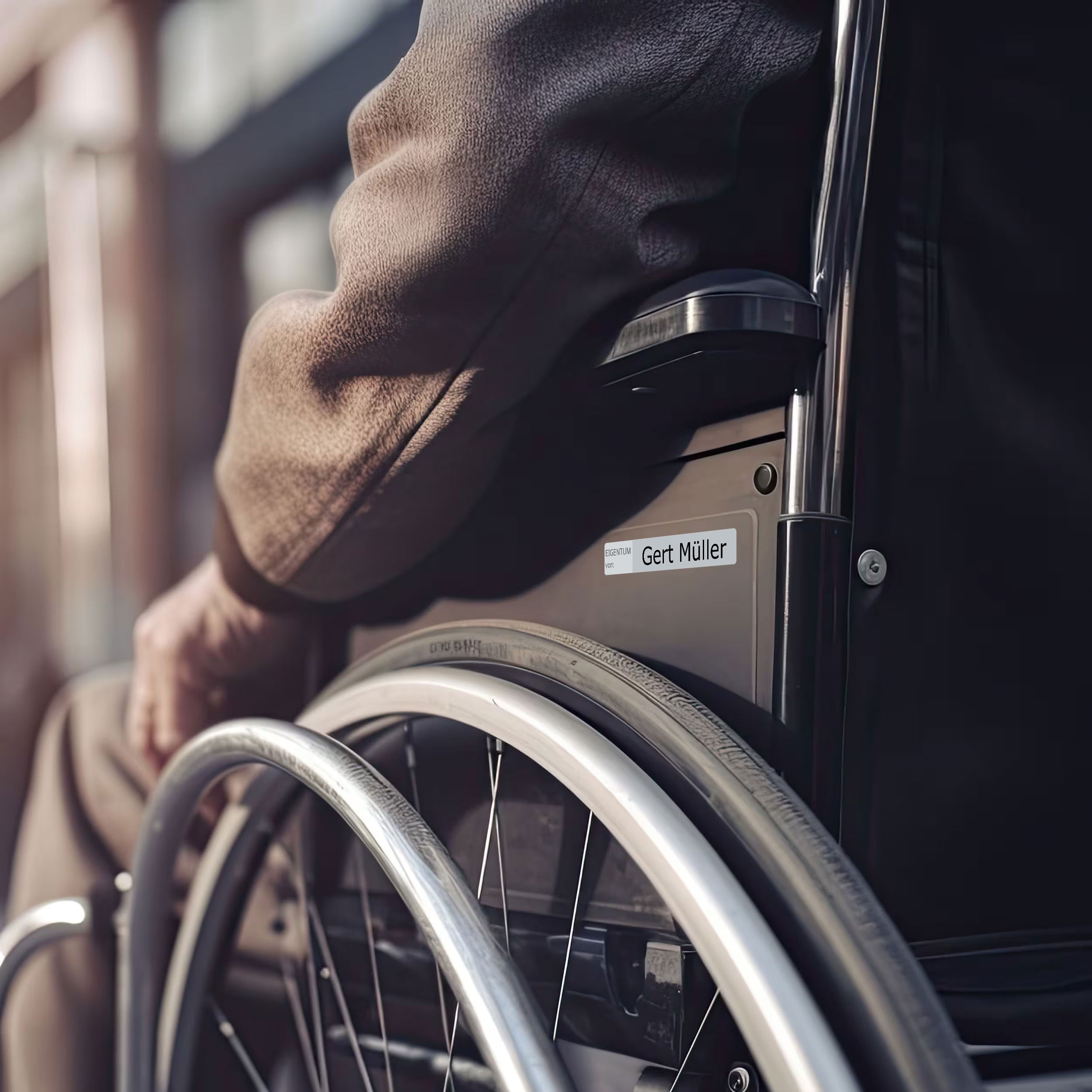 Set mit 3 Größen Senioren-Namensaufkleber für Spülmaschine und Waschmaschine, sichtbar auf den Aufklebern in der Abbildung