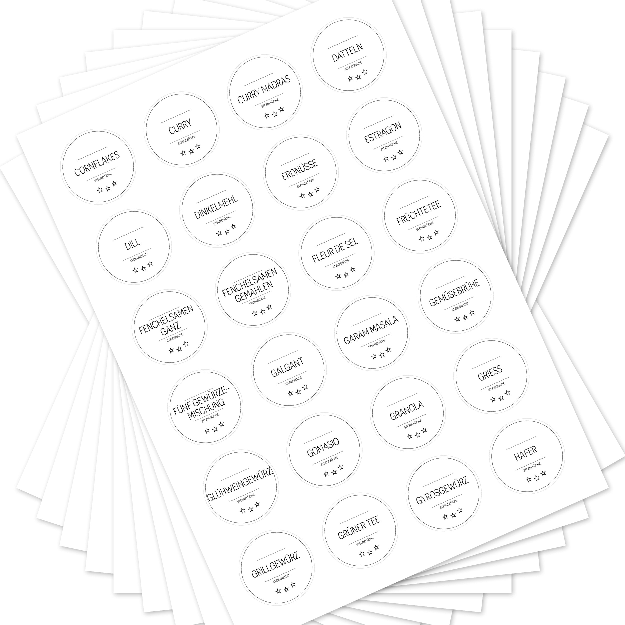 Sterneküche - Aufkleber für Profis - Etiketten für die Küche (Set mit 240 Aufklebern)
