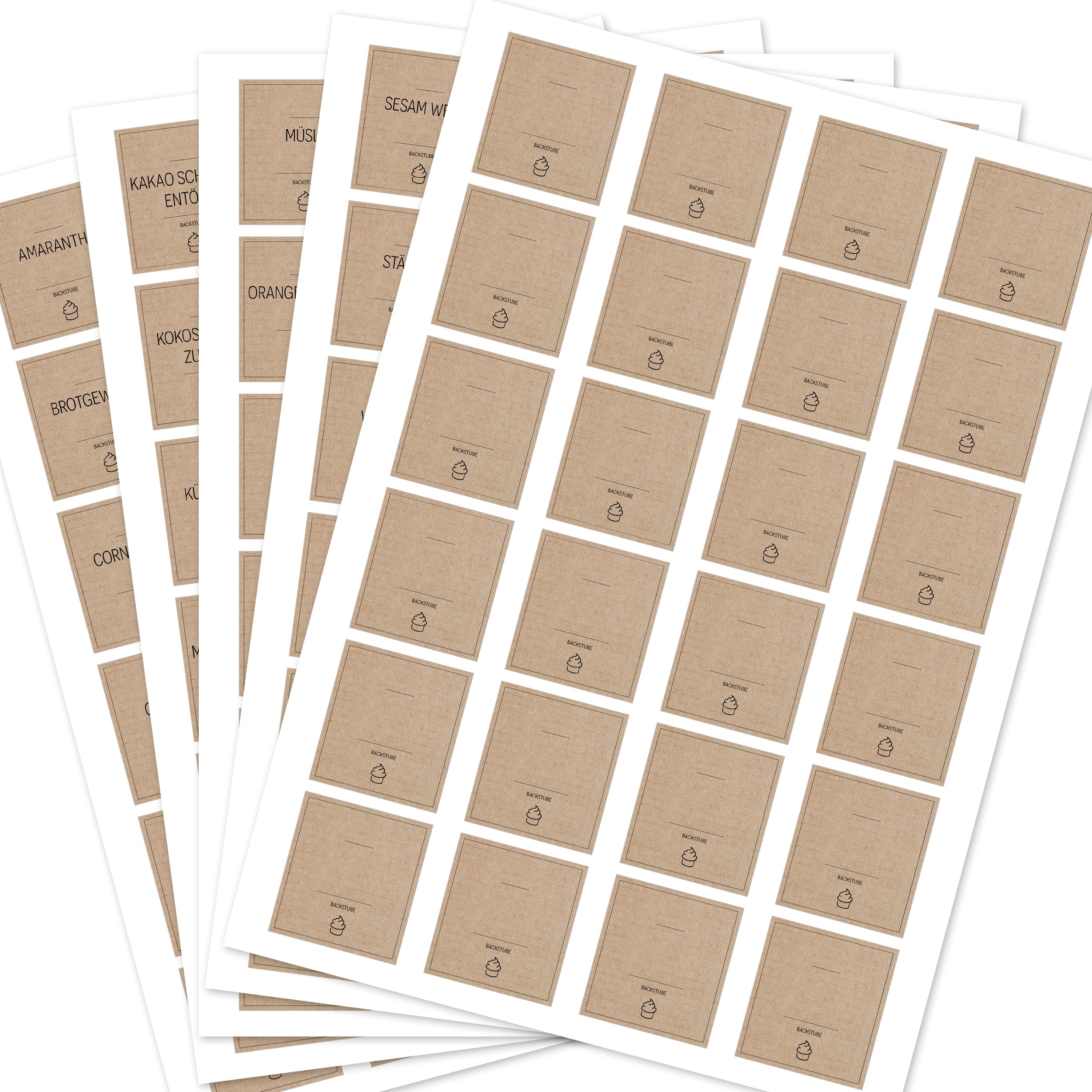 Back-Etiketten – Aufkleber für Backzutaten (Set mit 120 Aufklebern)