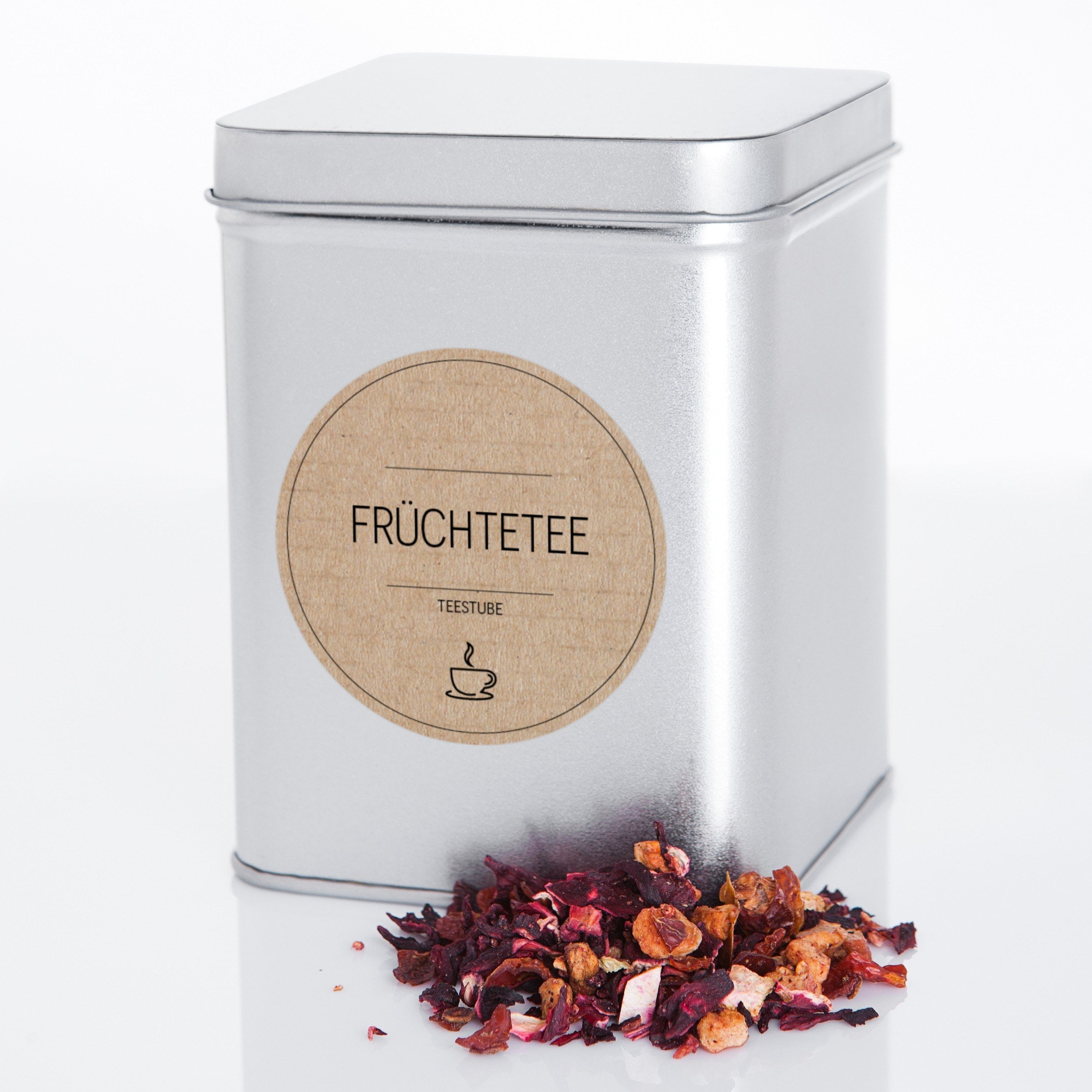 Runde braune Teestube-Aufkleber für Teedosen, 48 Stück, mit stilvollem Design für Tee-Etiketten und Teedosen.