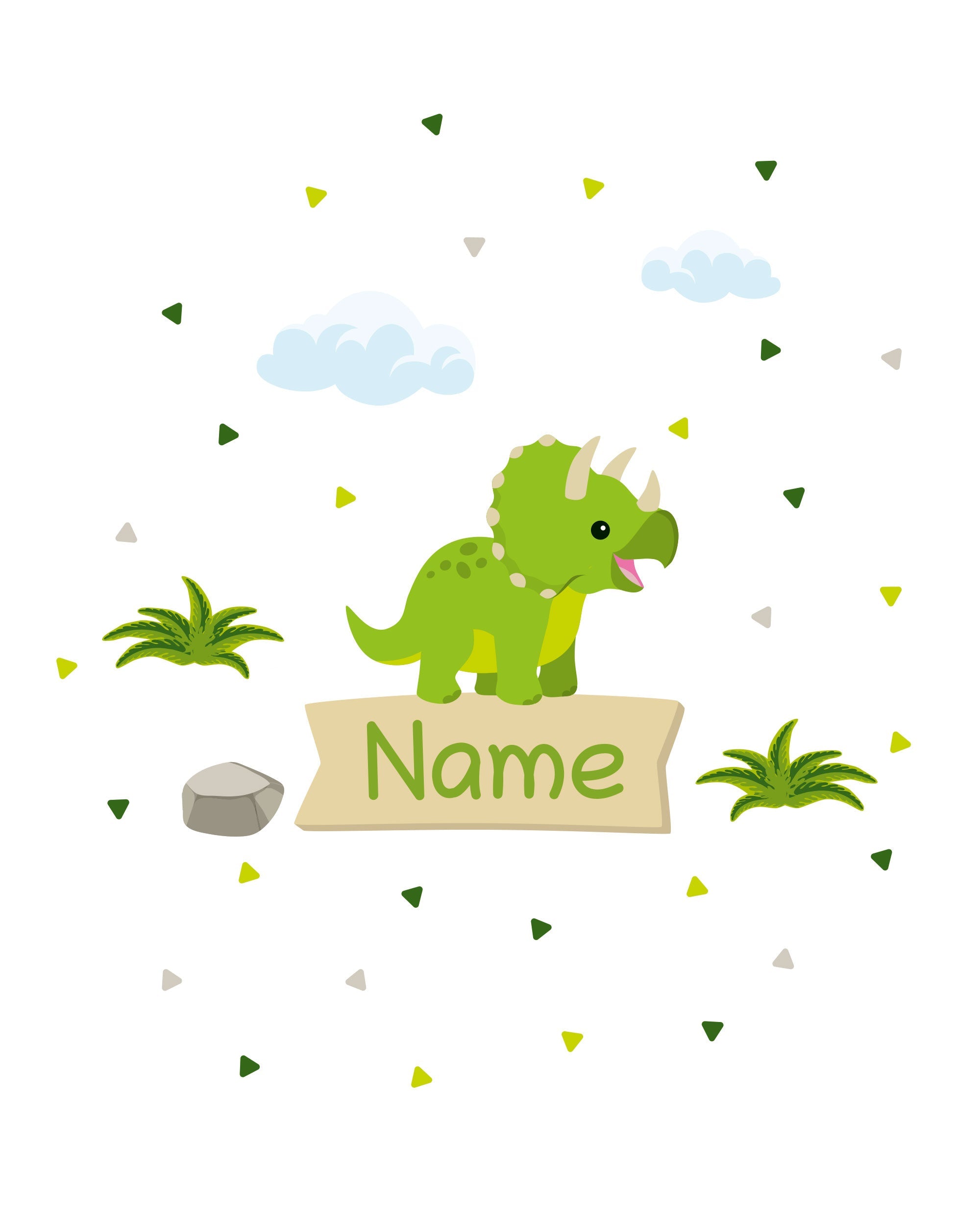 Individualisierbare Türaufkleber für das Kinderzimmer mit Dinomotiv