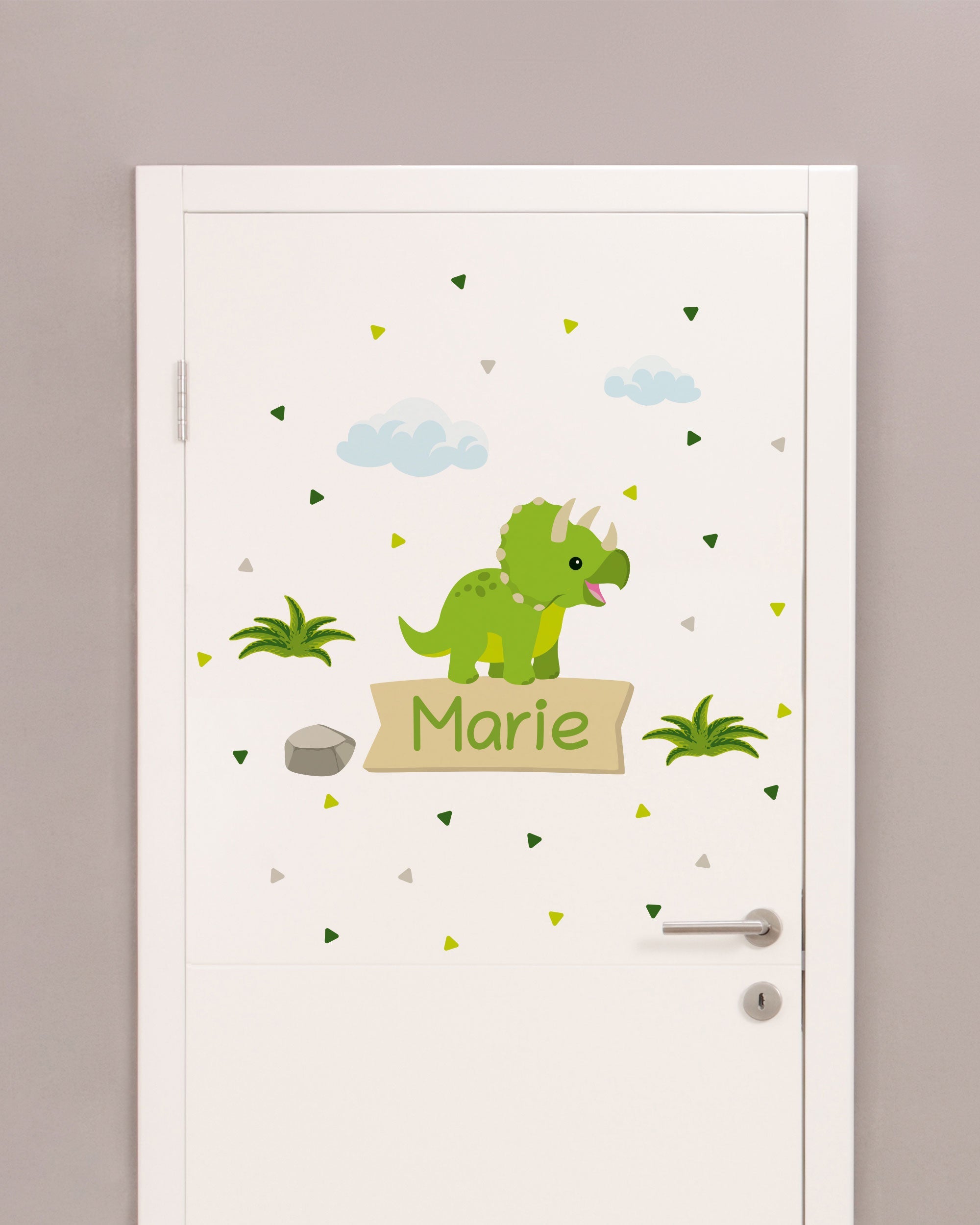 Individualisierbare Türaufkleber für das Kinderzimmer mit Dinomotiv