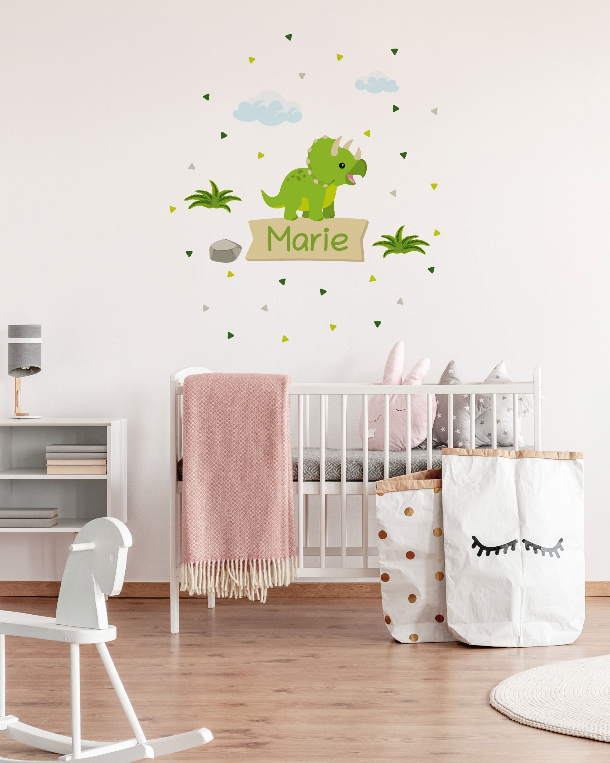 Individualisierbare Türaufkleber für das Kinderzimmer mit Dinomotiv