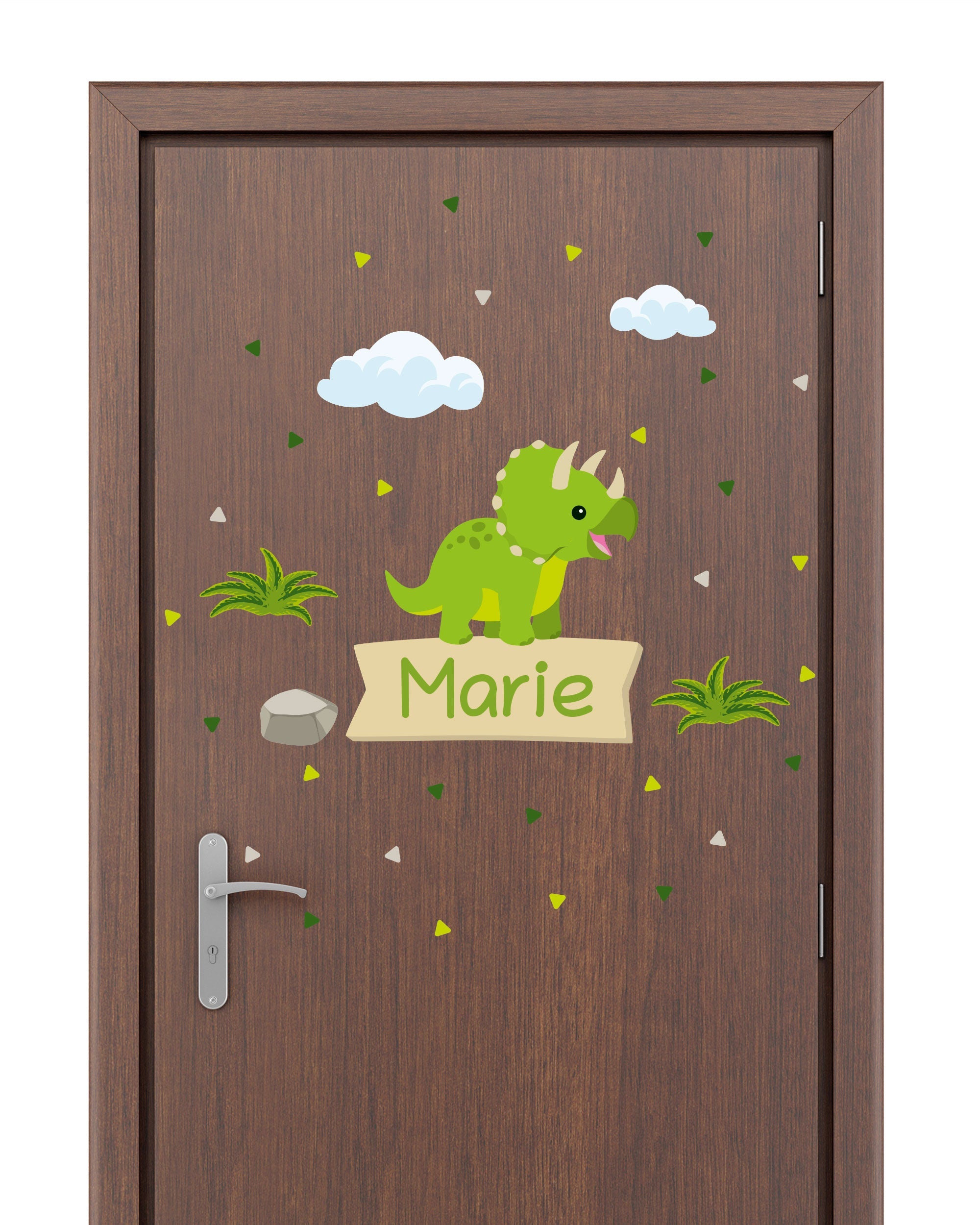 Individualisierbare Türaufkleber für das Kinderzimmer mit Dinomotiv